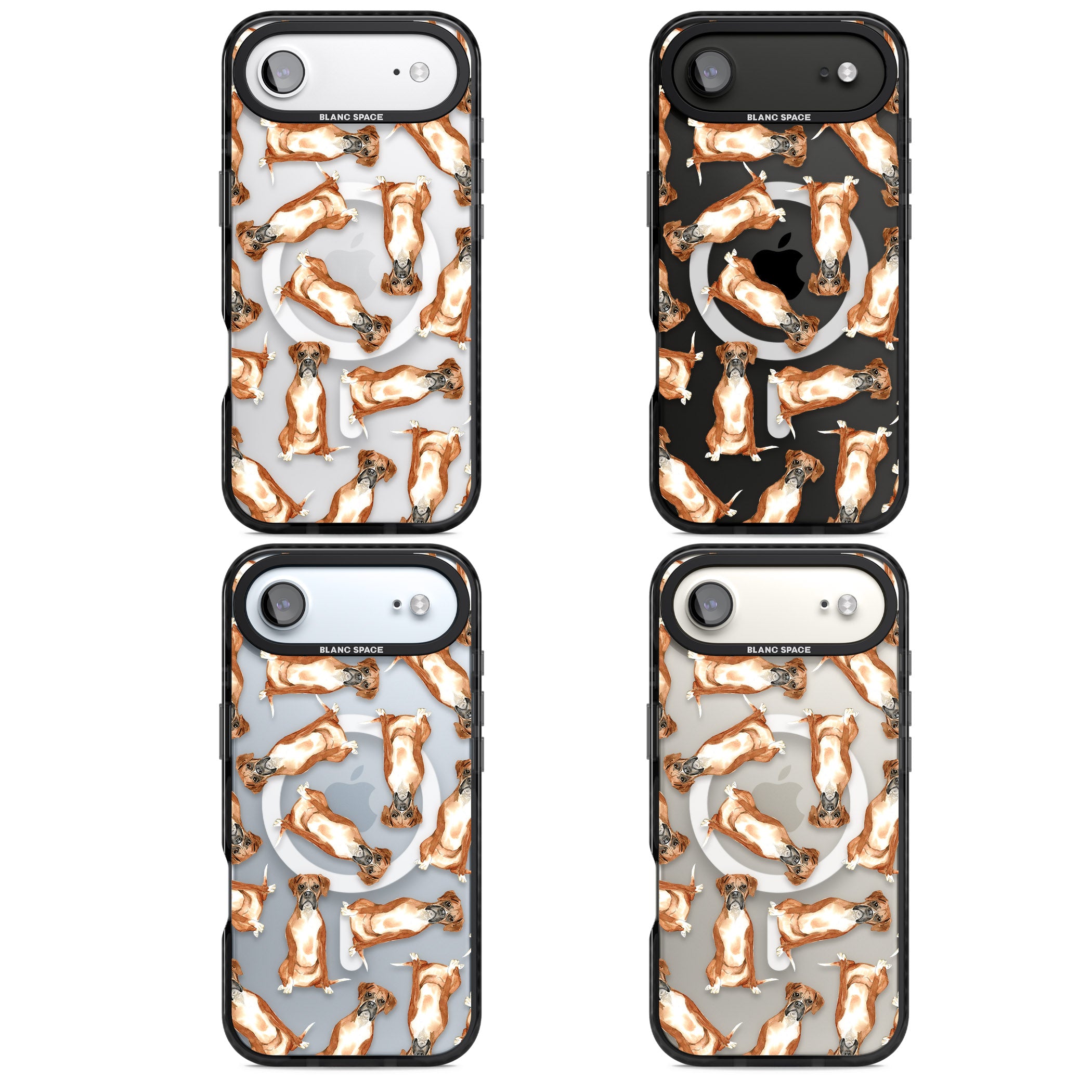 Boxer Watercolor Dog Pattern iPhone 17 Air Impact Pro Black Phone Case APT Impact Protection