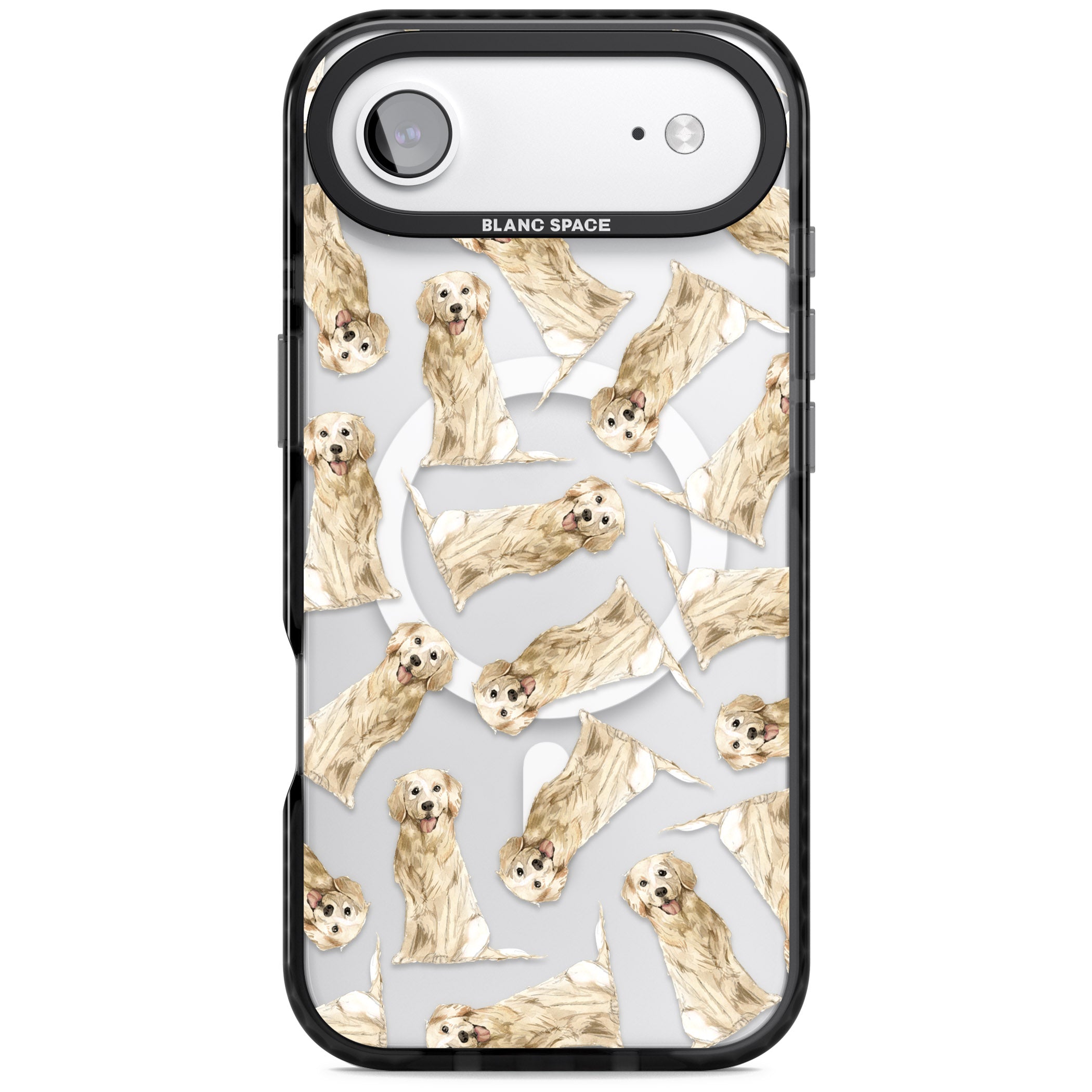 Golden Retriever Watercolor Pattern iPhone 17 Air Impact Pro Black Phone Case