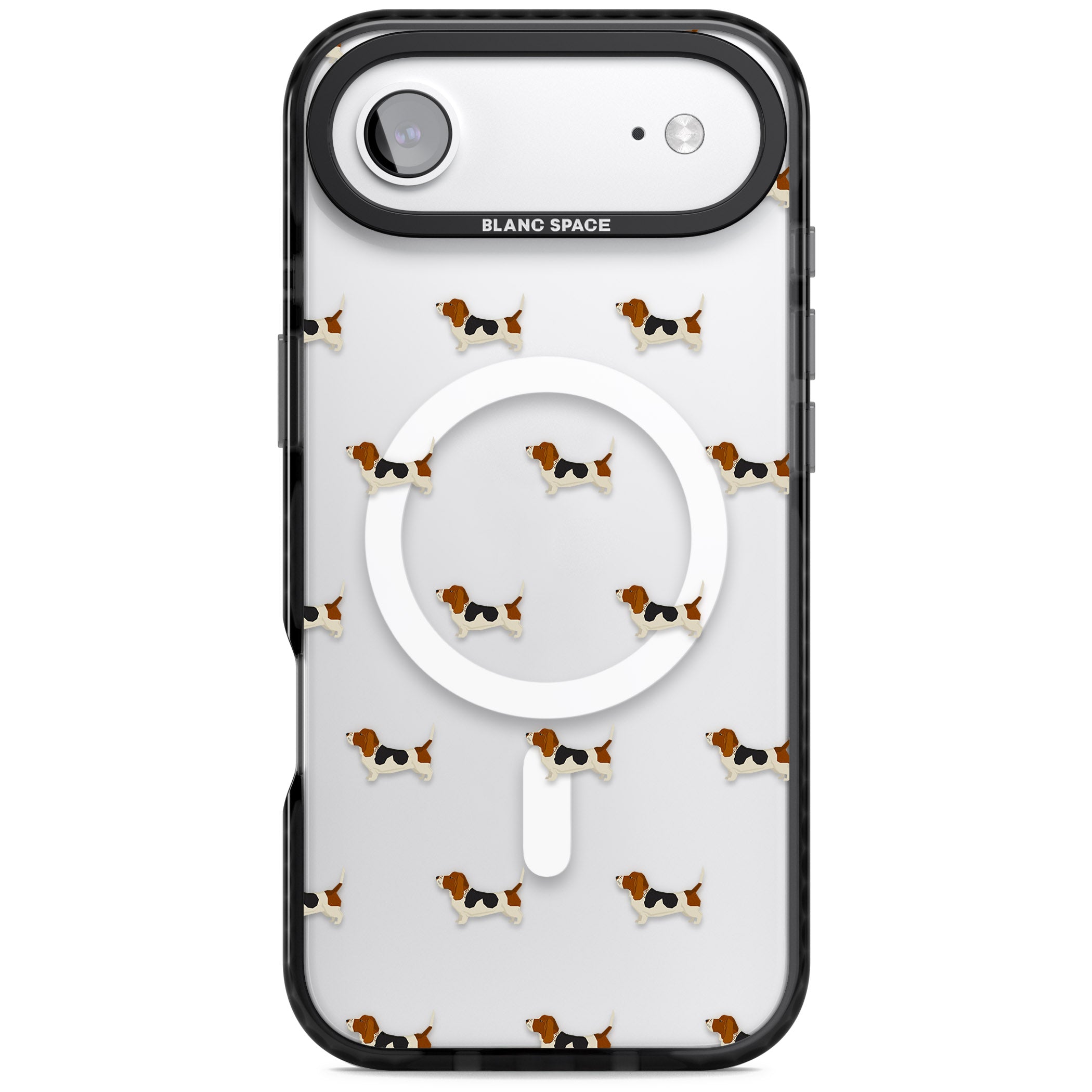 Basset Hound Pattern iPhone 17 Air Impact Pro Black Phone Case