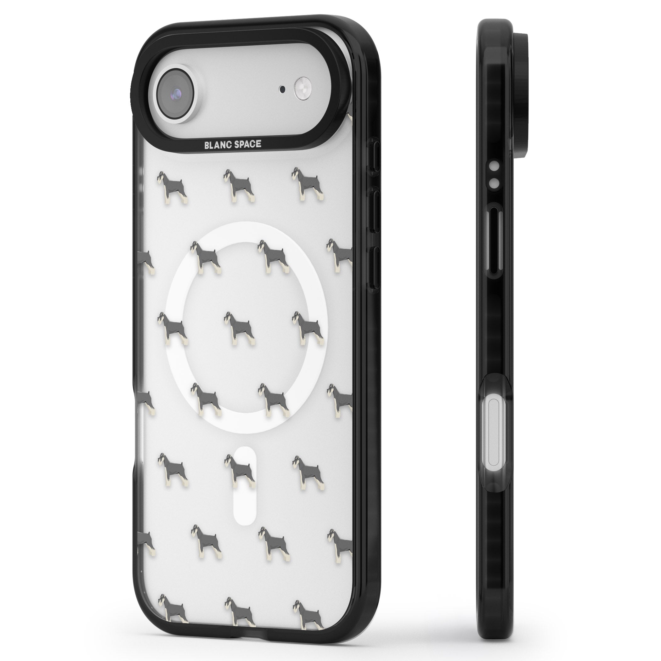 Schnauzer Dog Pattern iPhone 17 Air Impact Pro Black Phone Case Side Profile