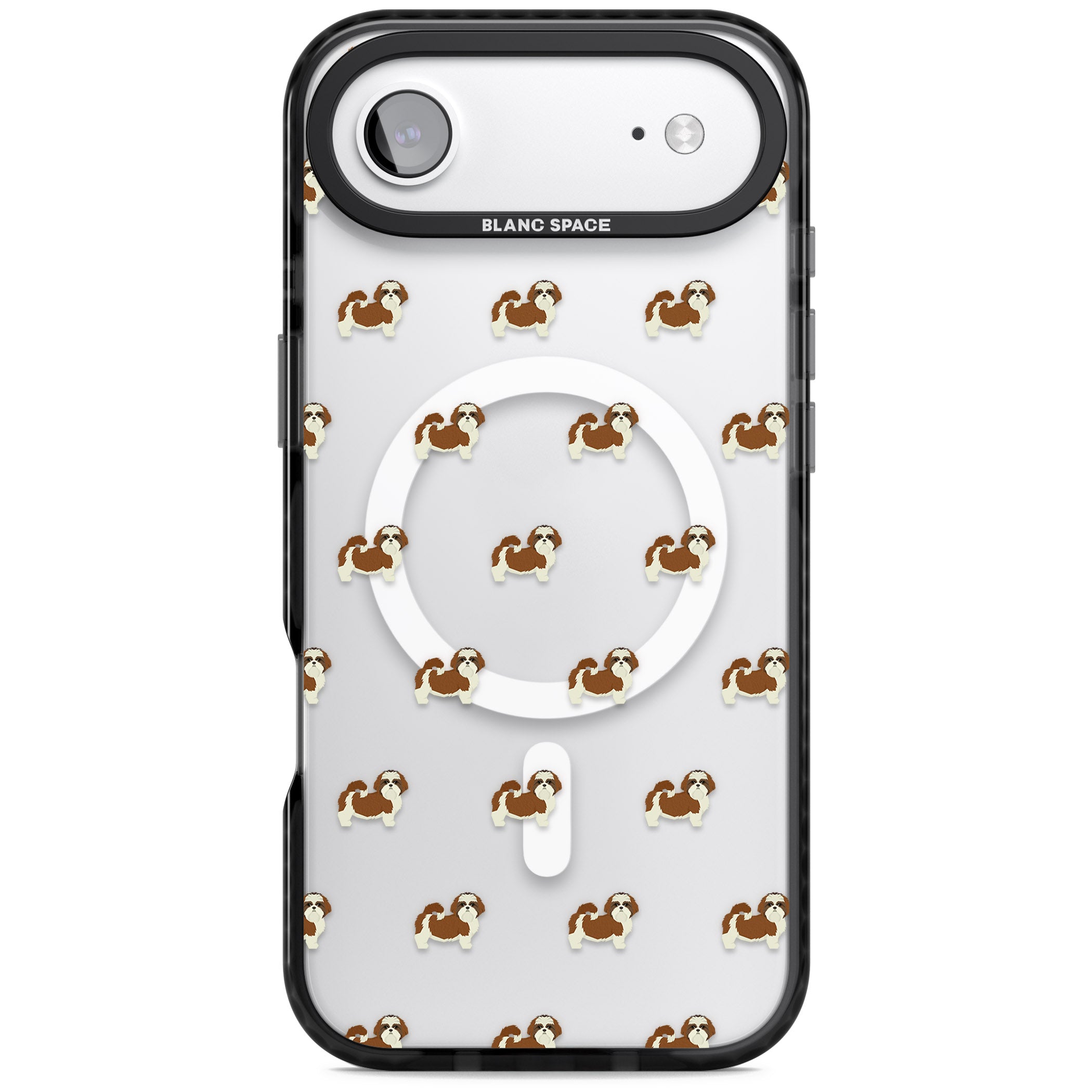 Shih Tzu Pattern Clear iPhone 17 Air Impact Pro Black Phone Case