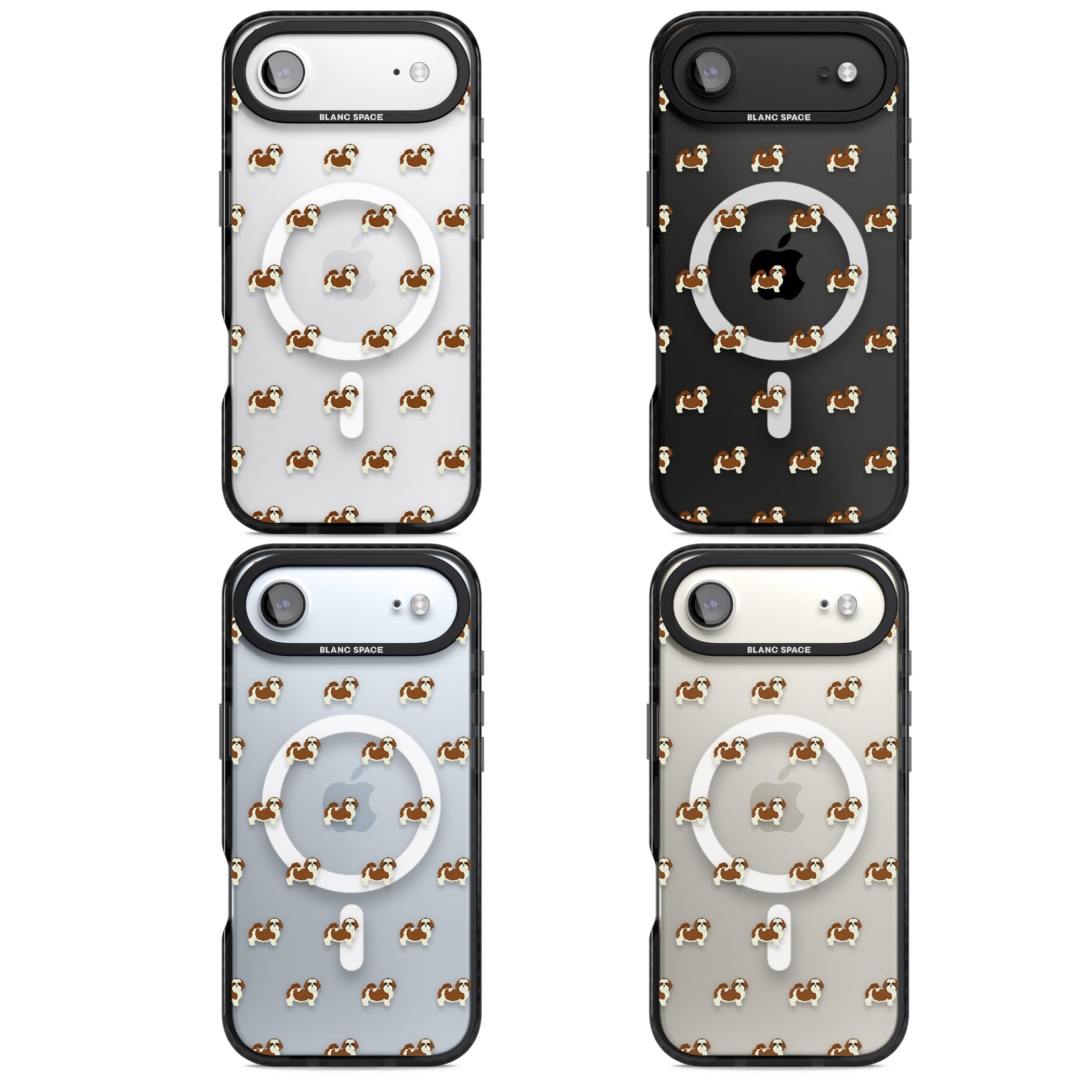 Shih Tzu Pattern Clear iPhone 17 Air Impact Pro Black Phone Case APT Impact Protection
