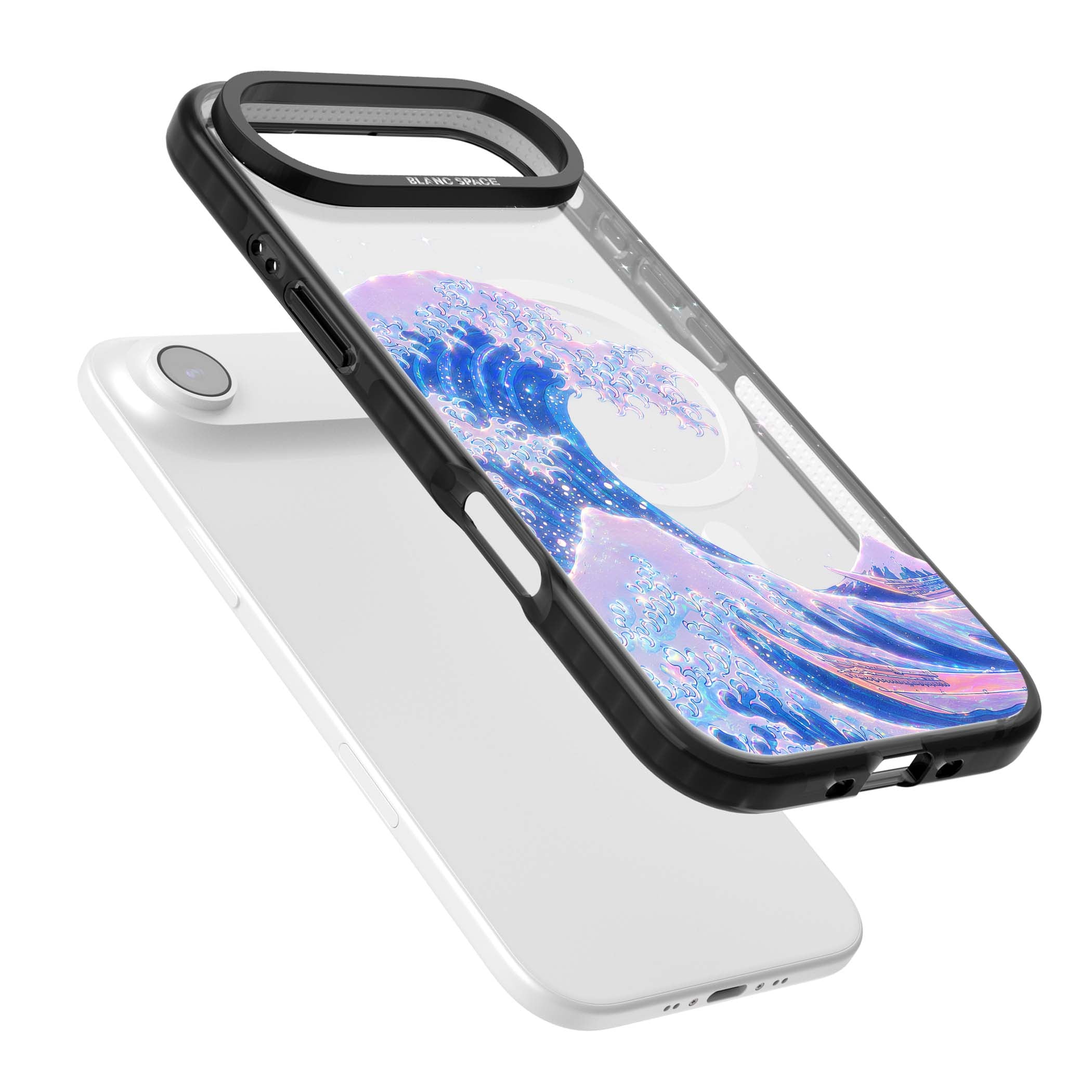 The Great Wave In Opal japanese iPhone case | Black Impact Magsafe case for iPhone Air
