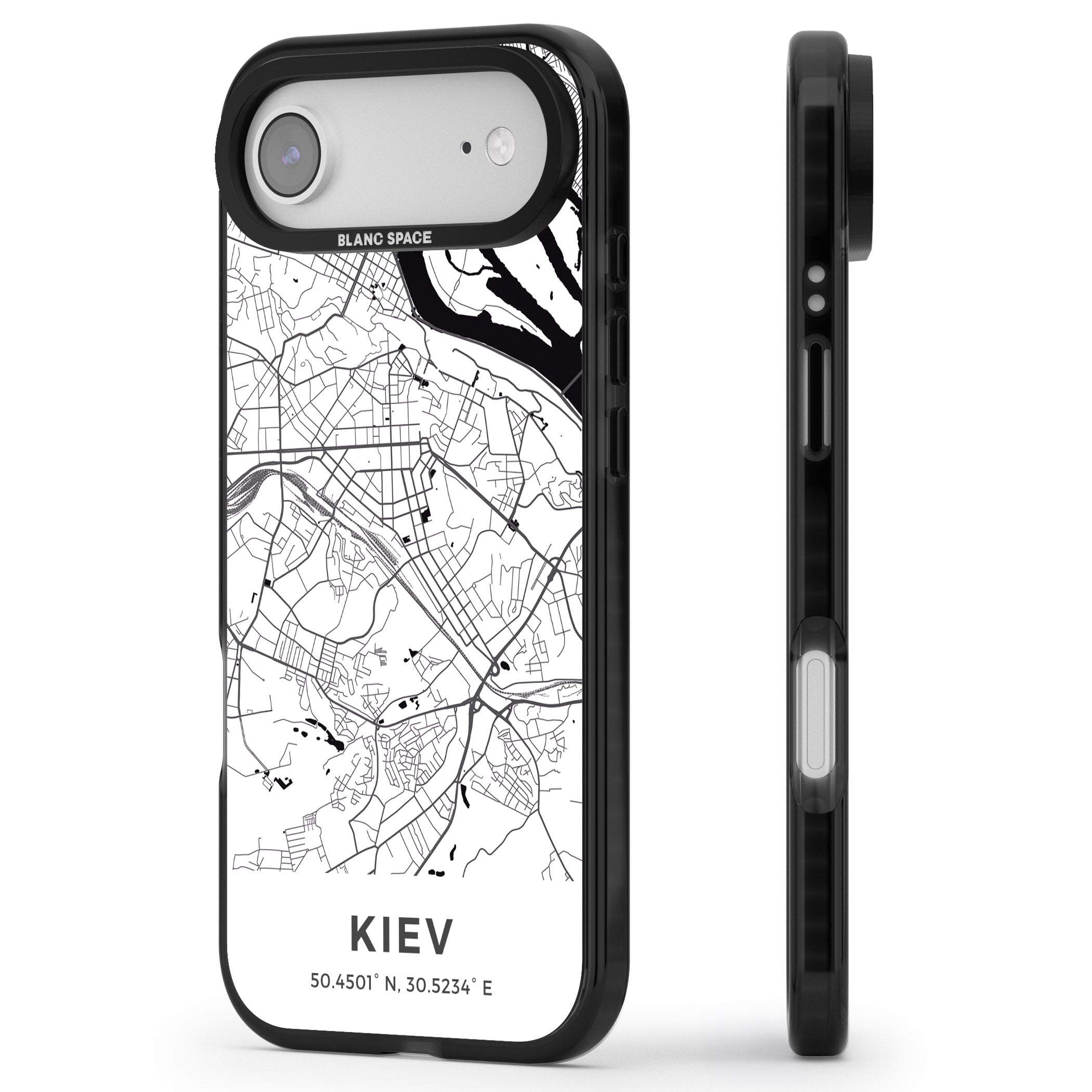 Kiev Map iPhone 17 Air Impact Pro Black Phone Case Side Profile