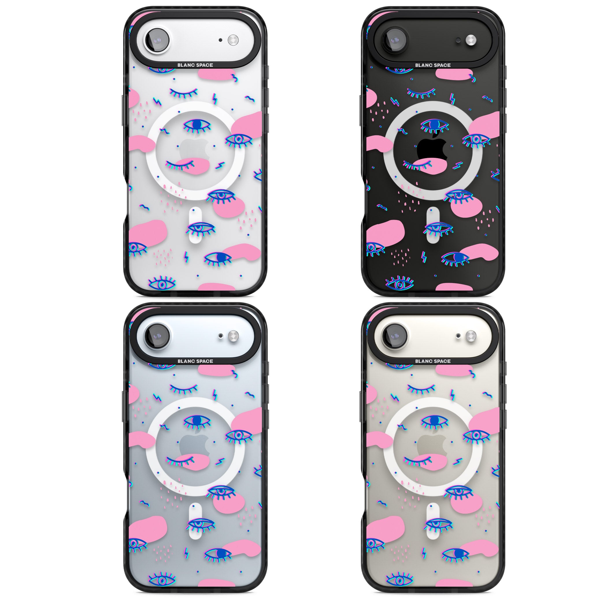 Pink Eye Pattern iPhone 17 Air Impact Pro Black Phone Case APT Impact Protection