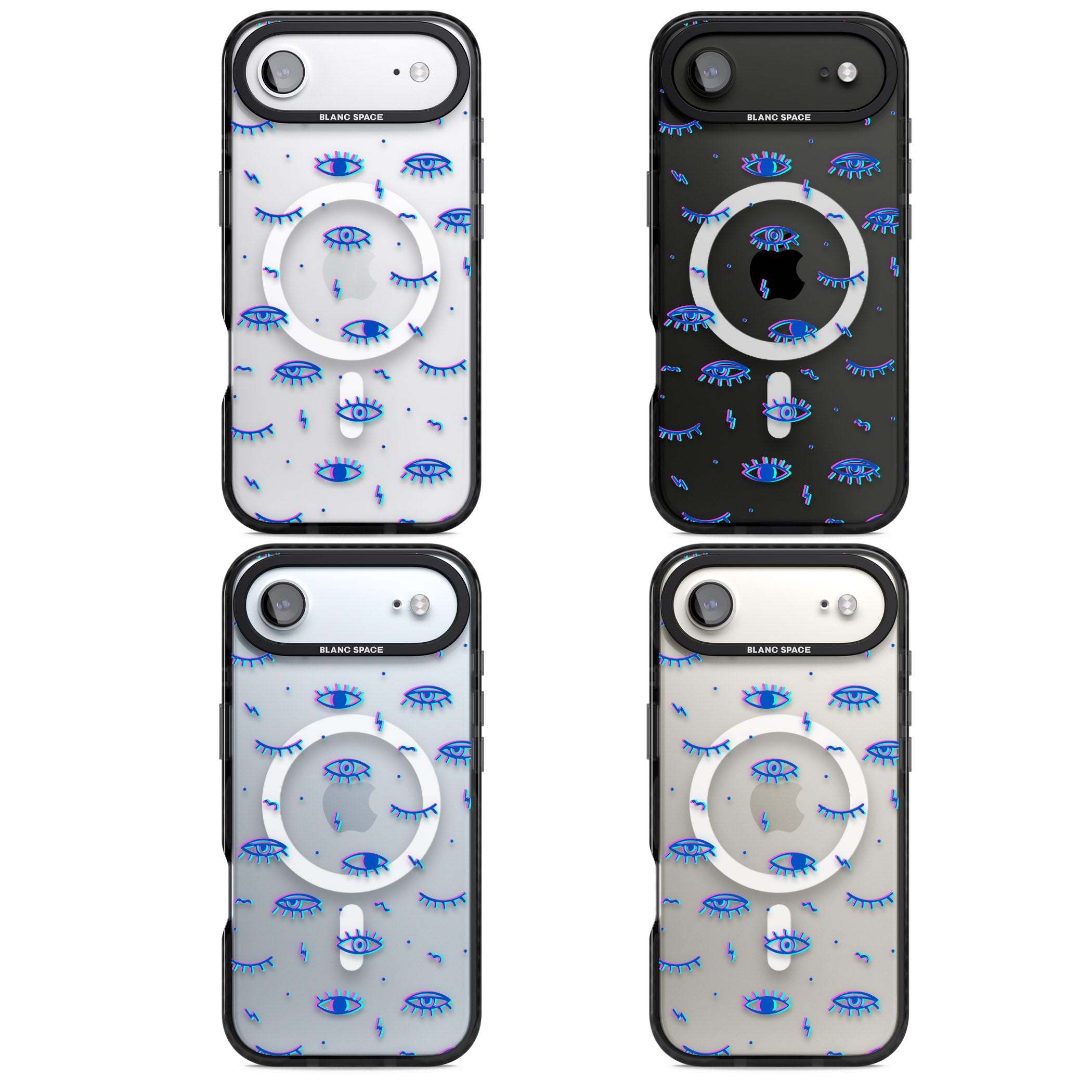Duotone Psychedelic Eyes iPhone 17 Air Impact Pro Black Phone Case APT Impact Protection
