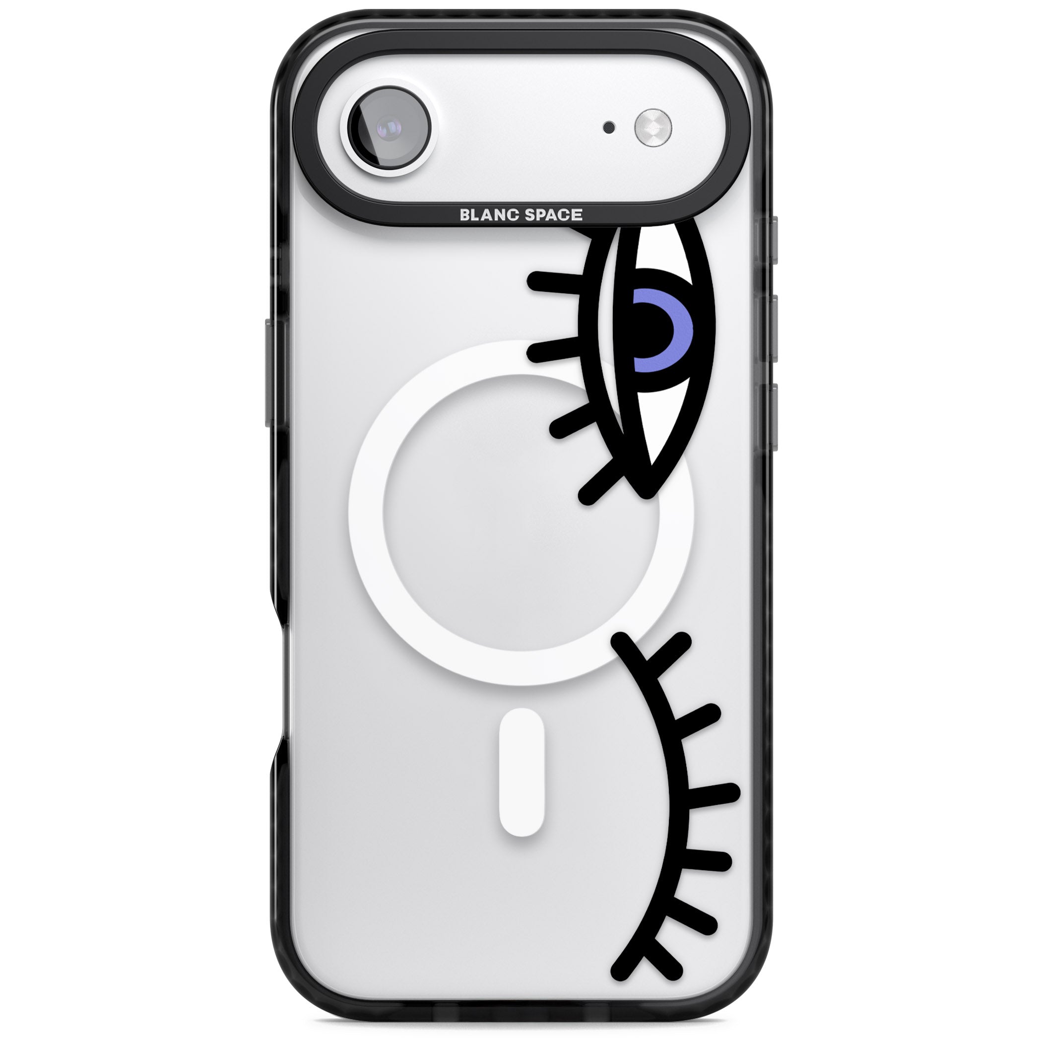 Winking Eyes Transparent Pattern iPhone 17 Air Impact Pro Black Phone Case
