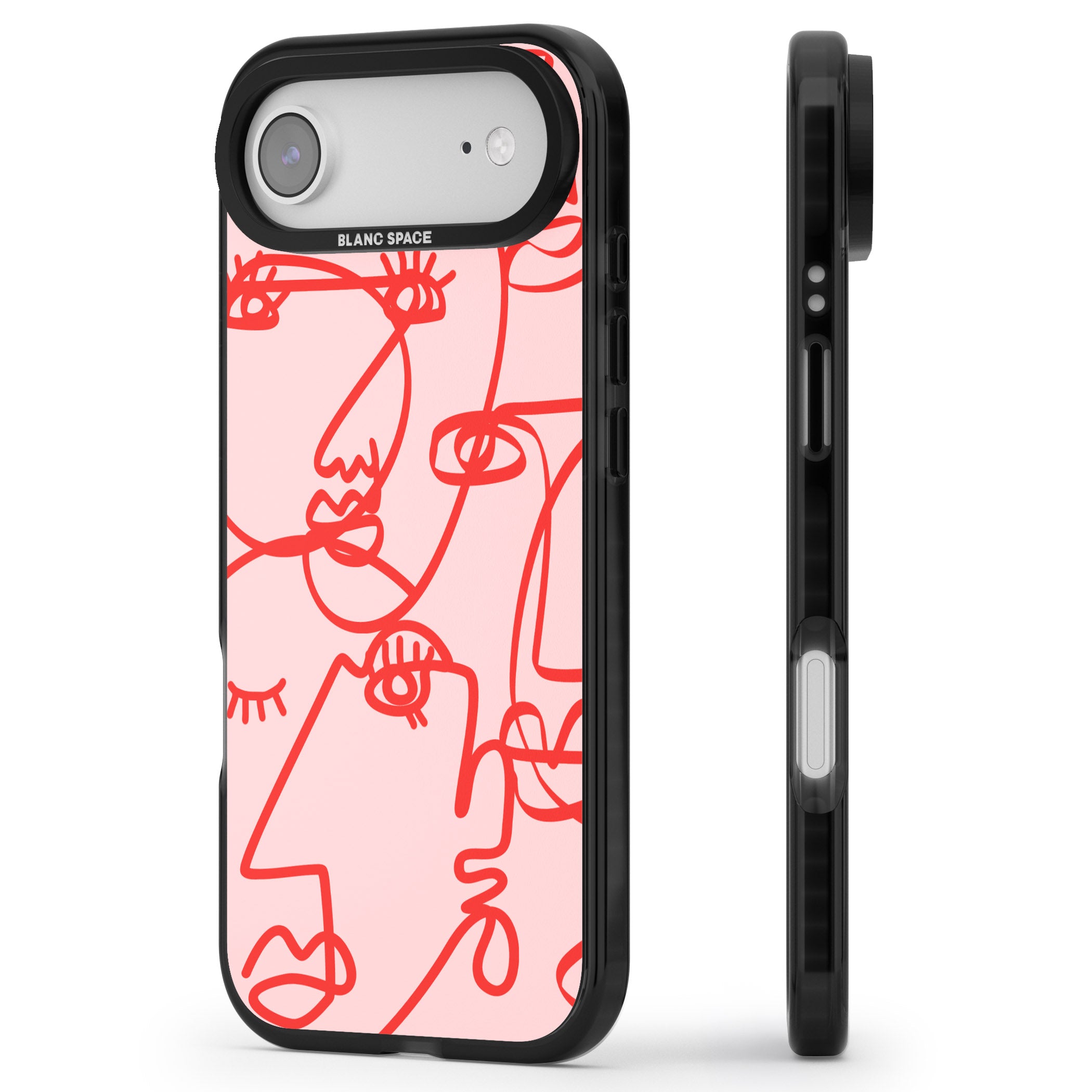 Red Line Art iPhone 17 Air Impact Pro Black Phone Case Side Profile