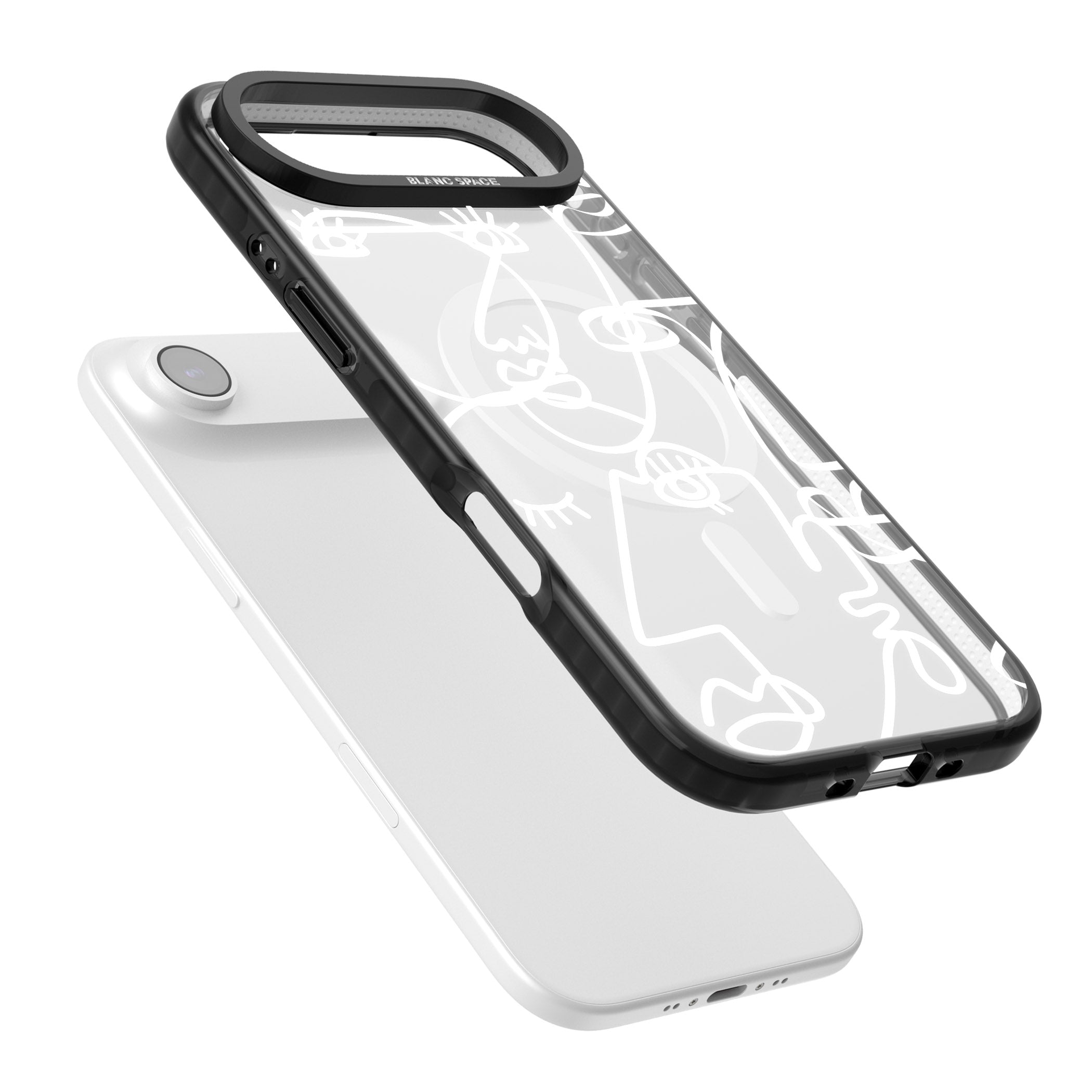 Abstract Line Art White Clear iPhone 17 Air Impact Pro Black Phone Case Colours