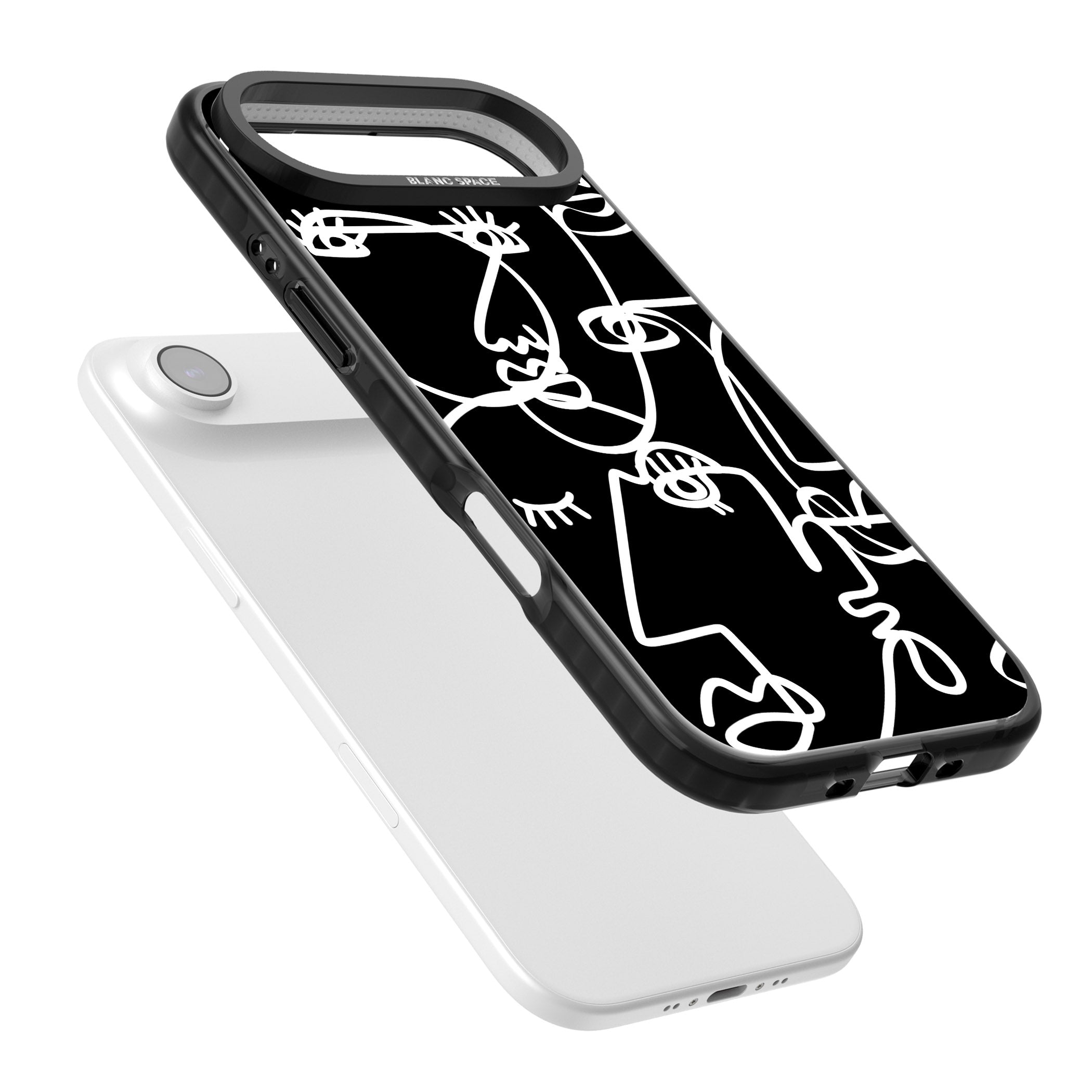 Abstract Line Art White Black iPhone 17 Air Impact Pro Black Phone Case Colours