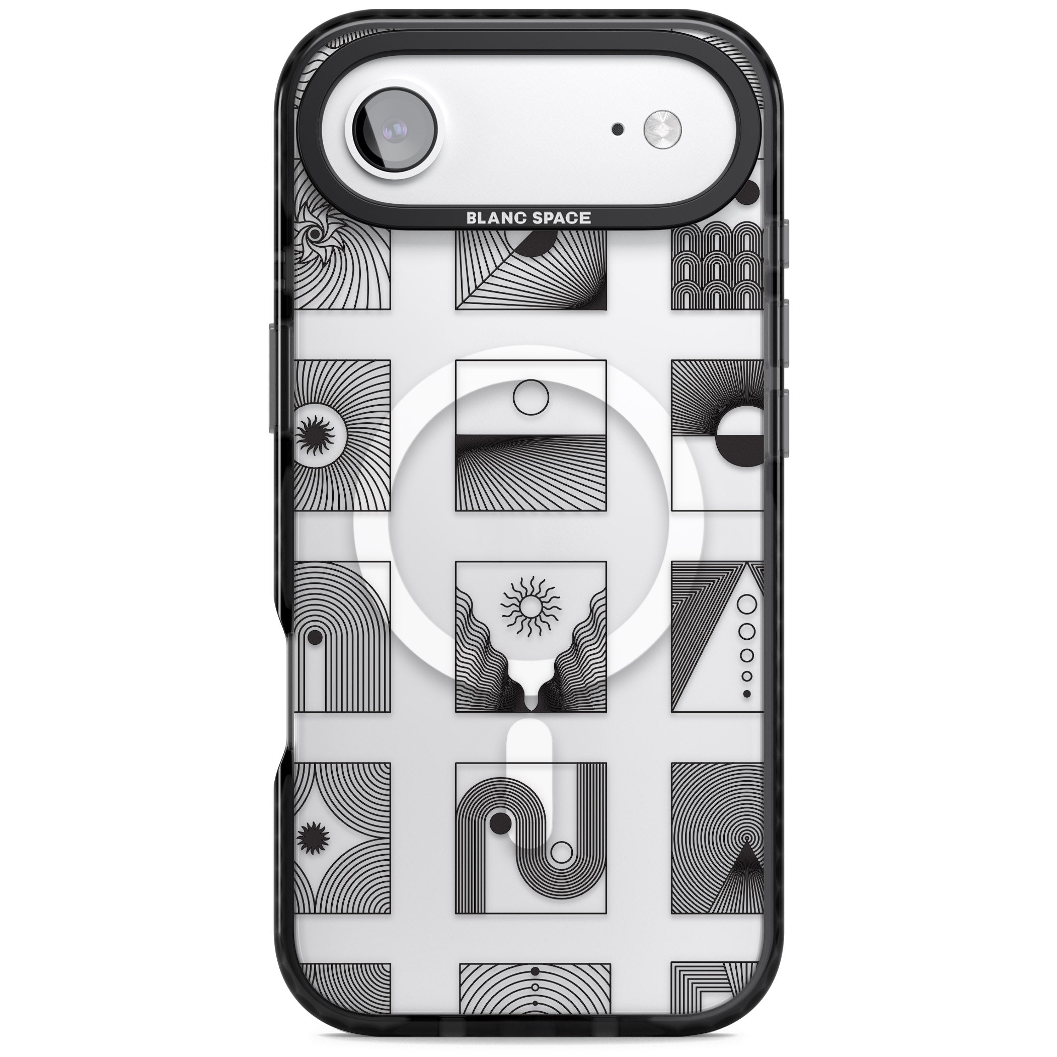 Geometric Pattern Trio: Artistic Blend iPhone 17 Air Impact Pro Black Phone Case