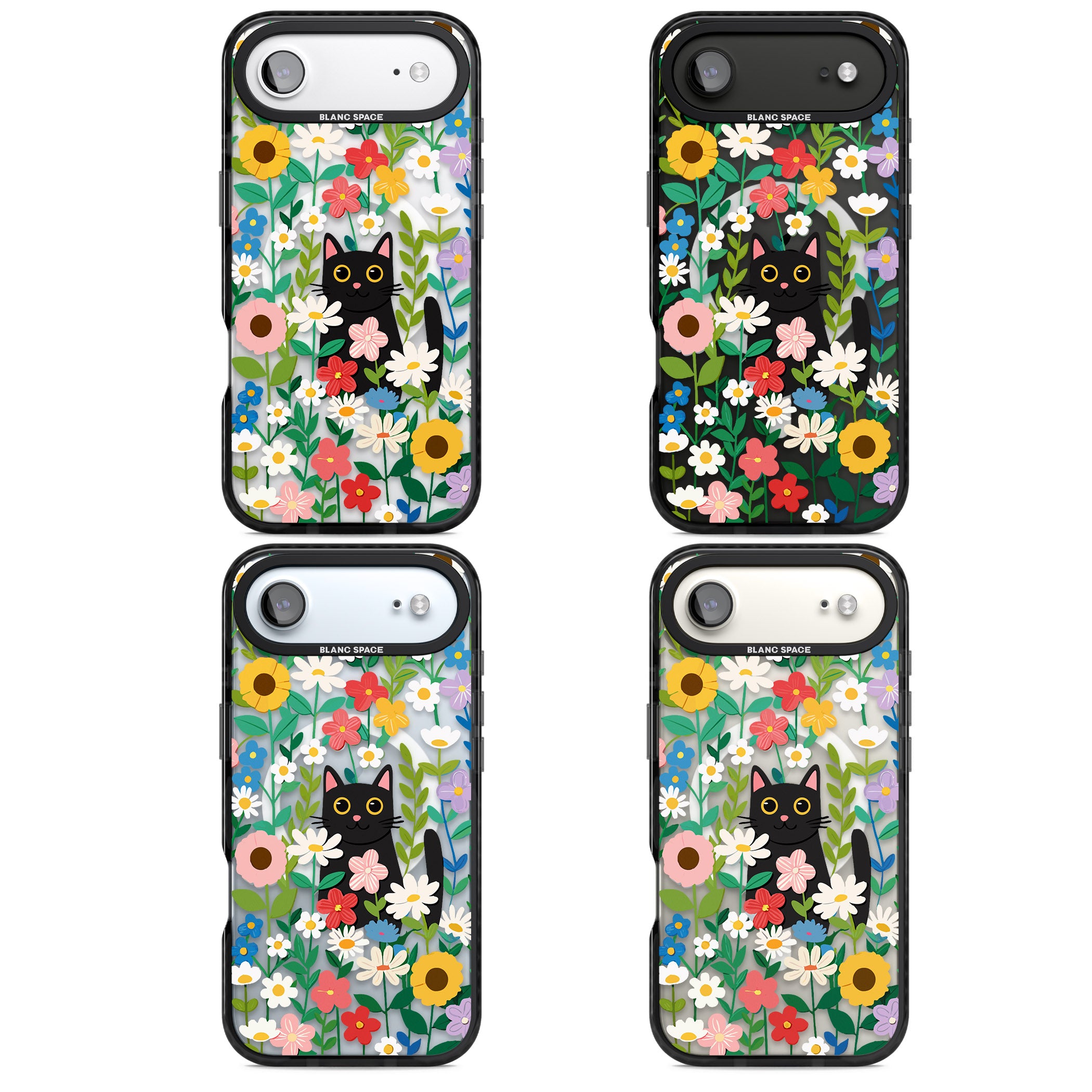 Whiskers & Wildflowers Cat iPhone 17 Air Impact Pro Black Phone Case APT Impact Protection