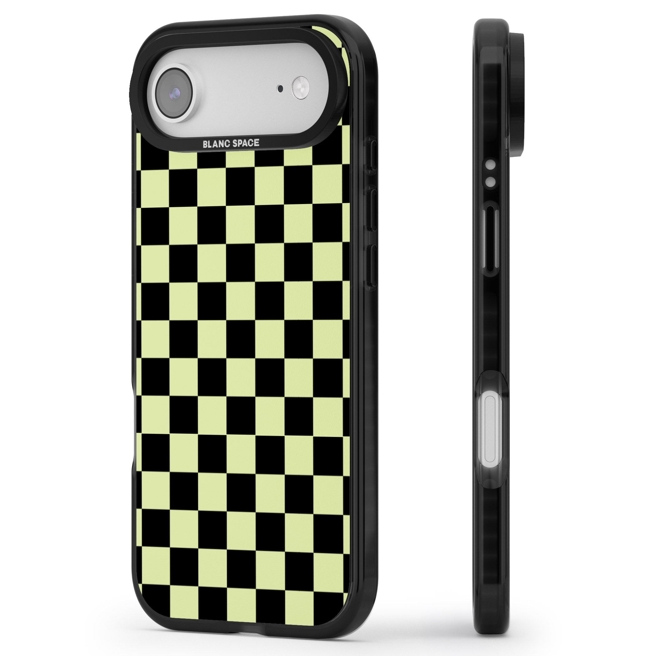 Black & Lime Check iPhone 17 Air Impact Pro Black Phone Case Side Profile