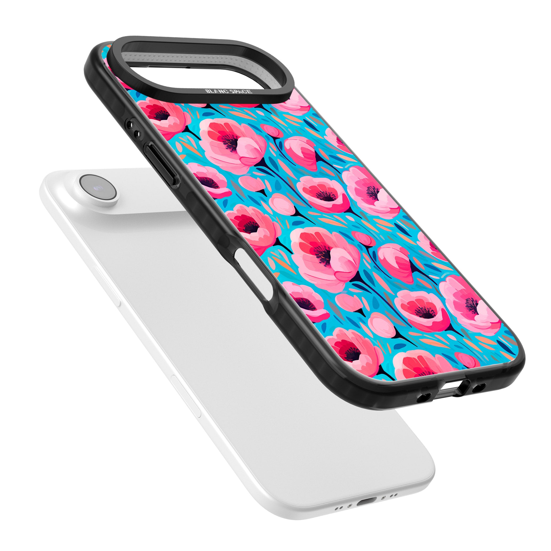 Tropical Pink Poppies iPhone 17 Air Impact Pro Black Phone Case Colours