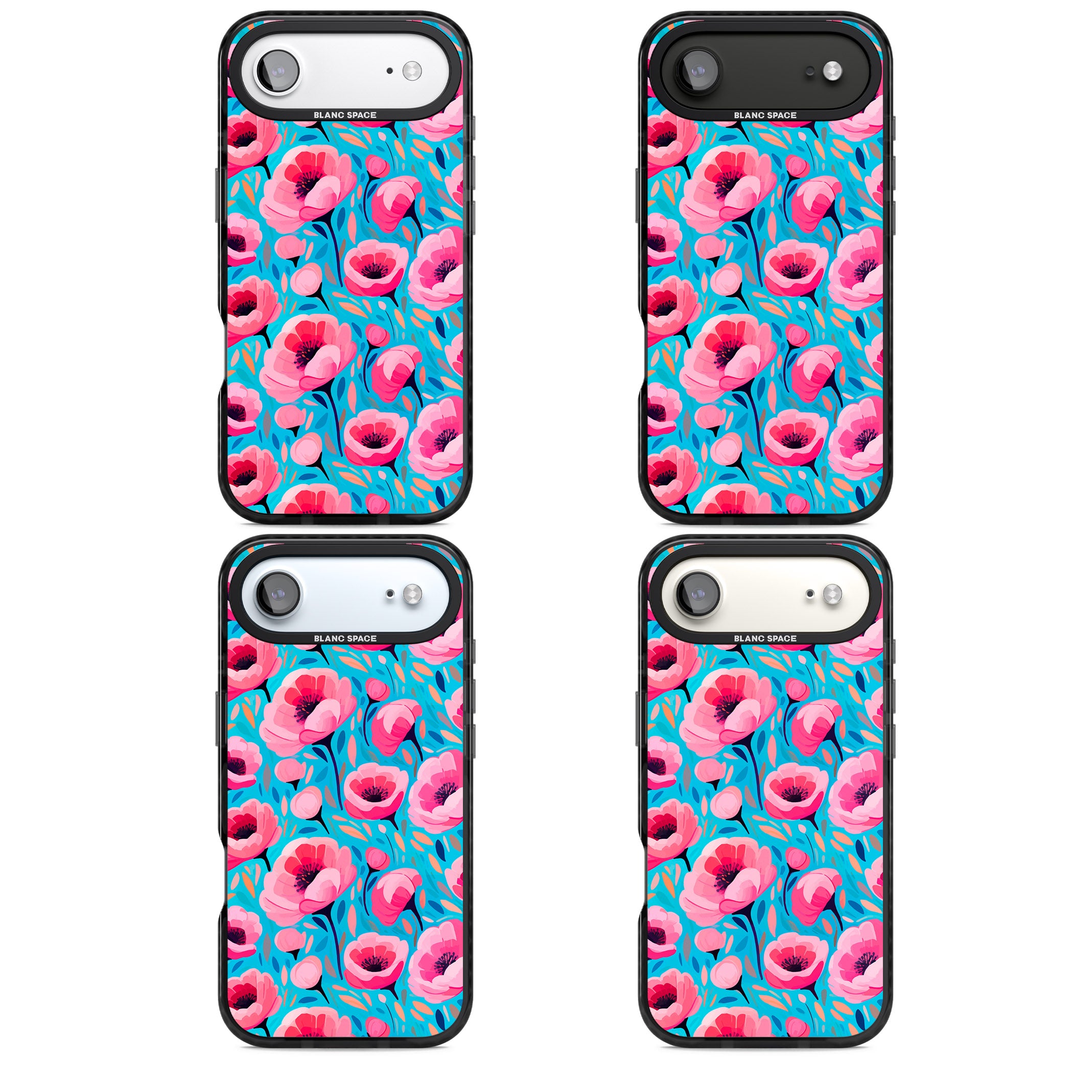 Tropical Pink Poppies iPhone 17 Air Impact Pro Black Phone Case APT Impact Protection