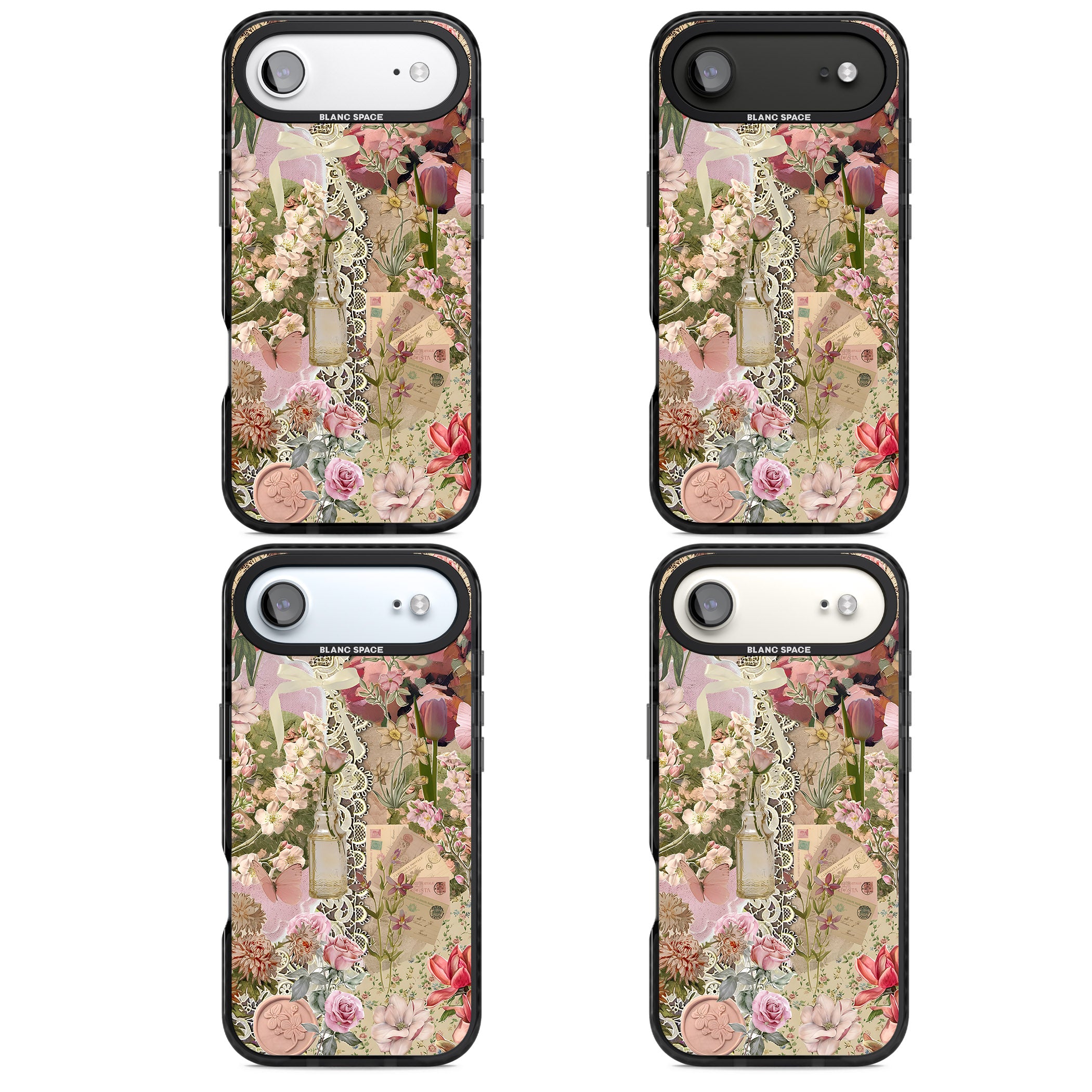Soft Pink Flower Collage iPhone 17 Air Impact Pro Black Phone Case APT Impact Protection