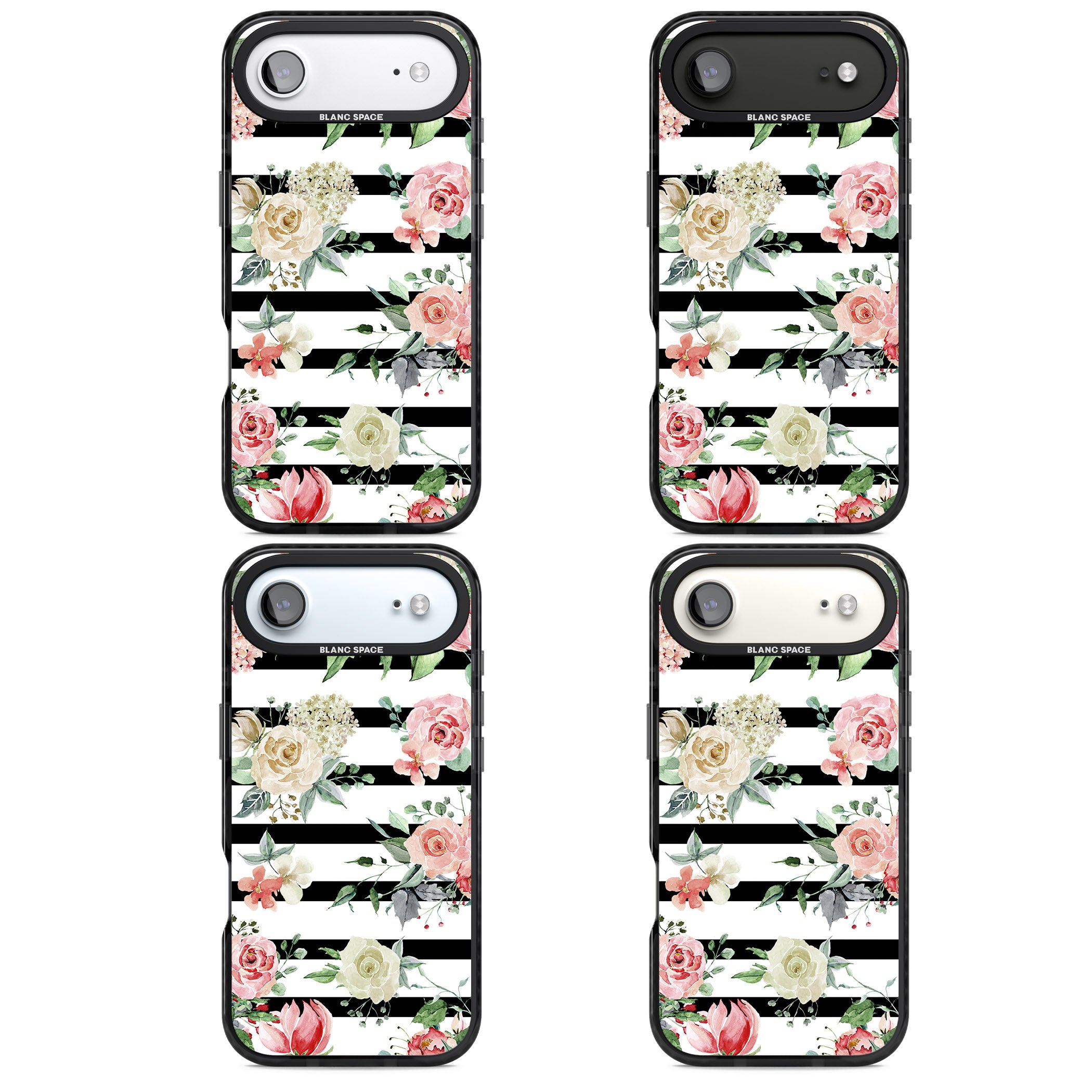 Floral Stripes iPhone 17 Air Impact Pro Black Phone Case APT Impact Protection