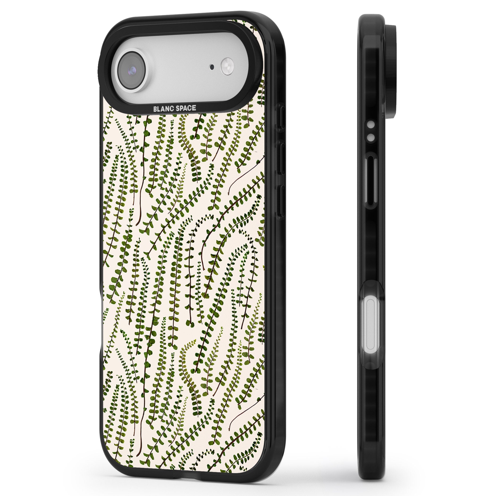 Fern Leaf Pattern iPhone 17 Air Impact Pro Black Phone Case Side Profile