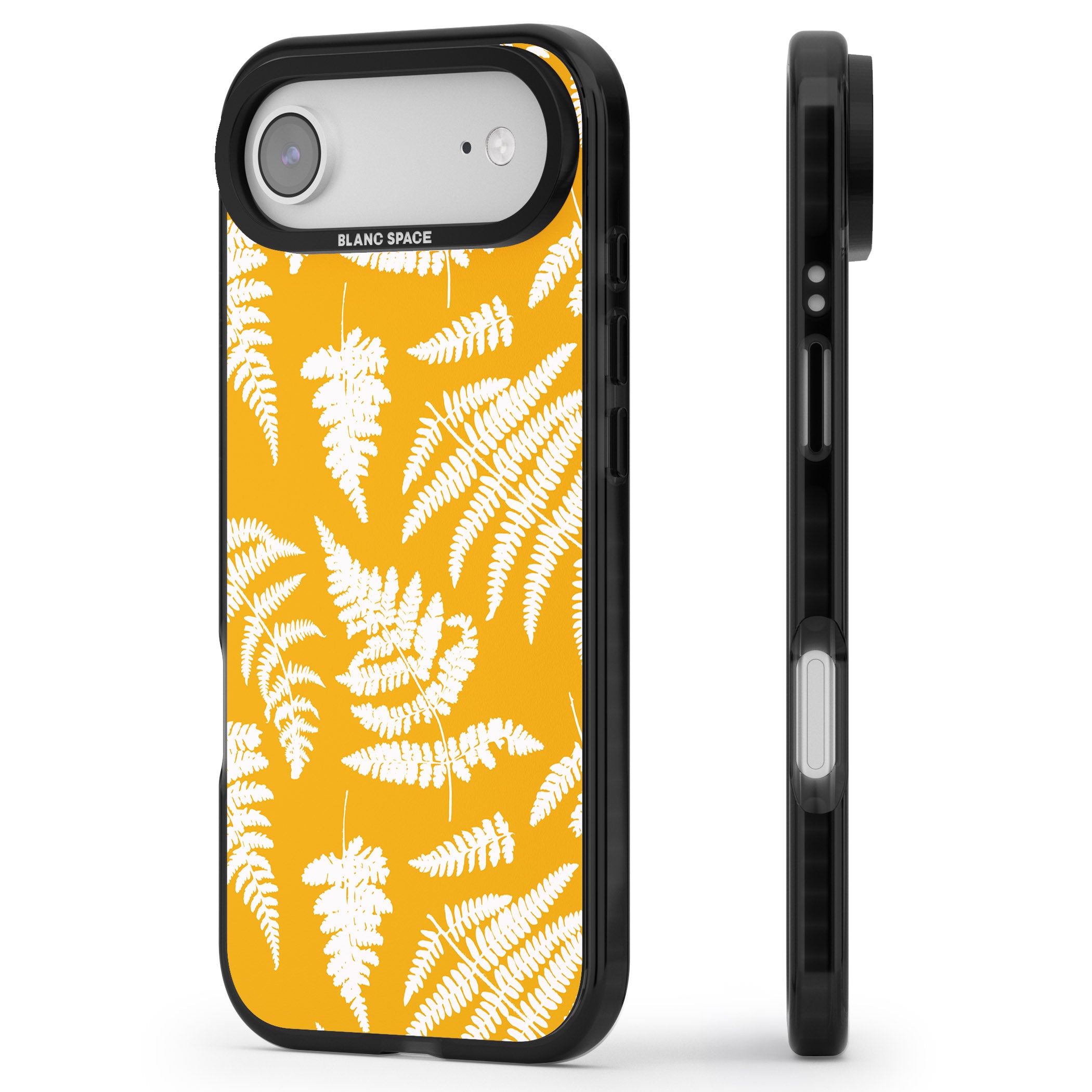 Fern Pattern On Yellow iPhone 17 Air Impact Pro Black Phone Case Side Profile