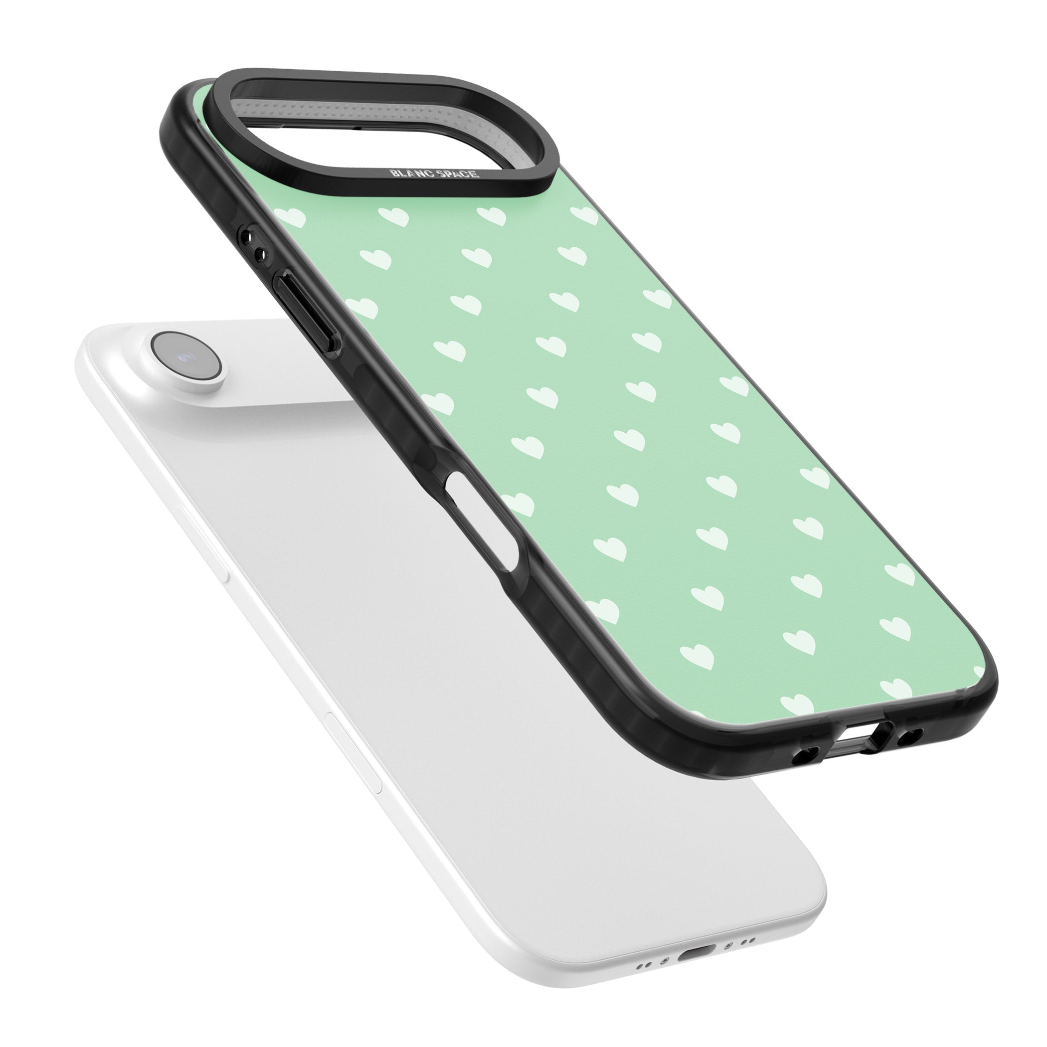 Small Heart Pattern: Green iPhone 17 Air Impact Pro Black Phone Case Colours