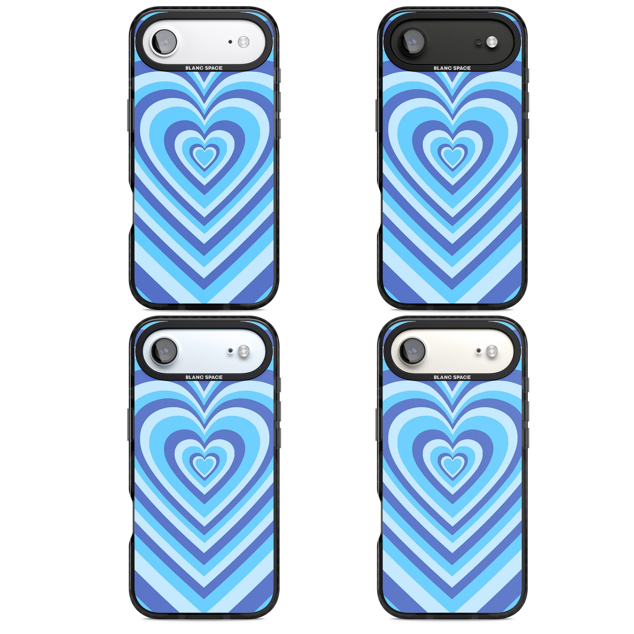 Blue Heart Illusion iPhone 17 Air Impact Pro Black Phone Case APT Impact Protection