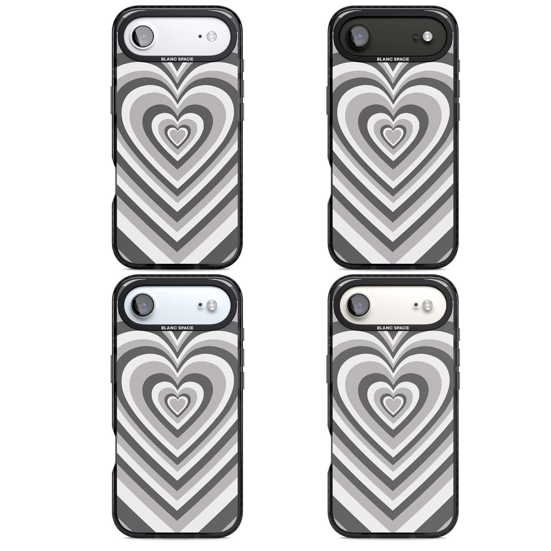 Monochrome Heart Illusion iPhone 17 Air Impact Pro Black Phone Case APT Impact Protection