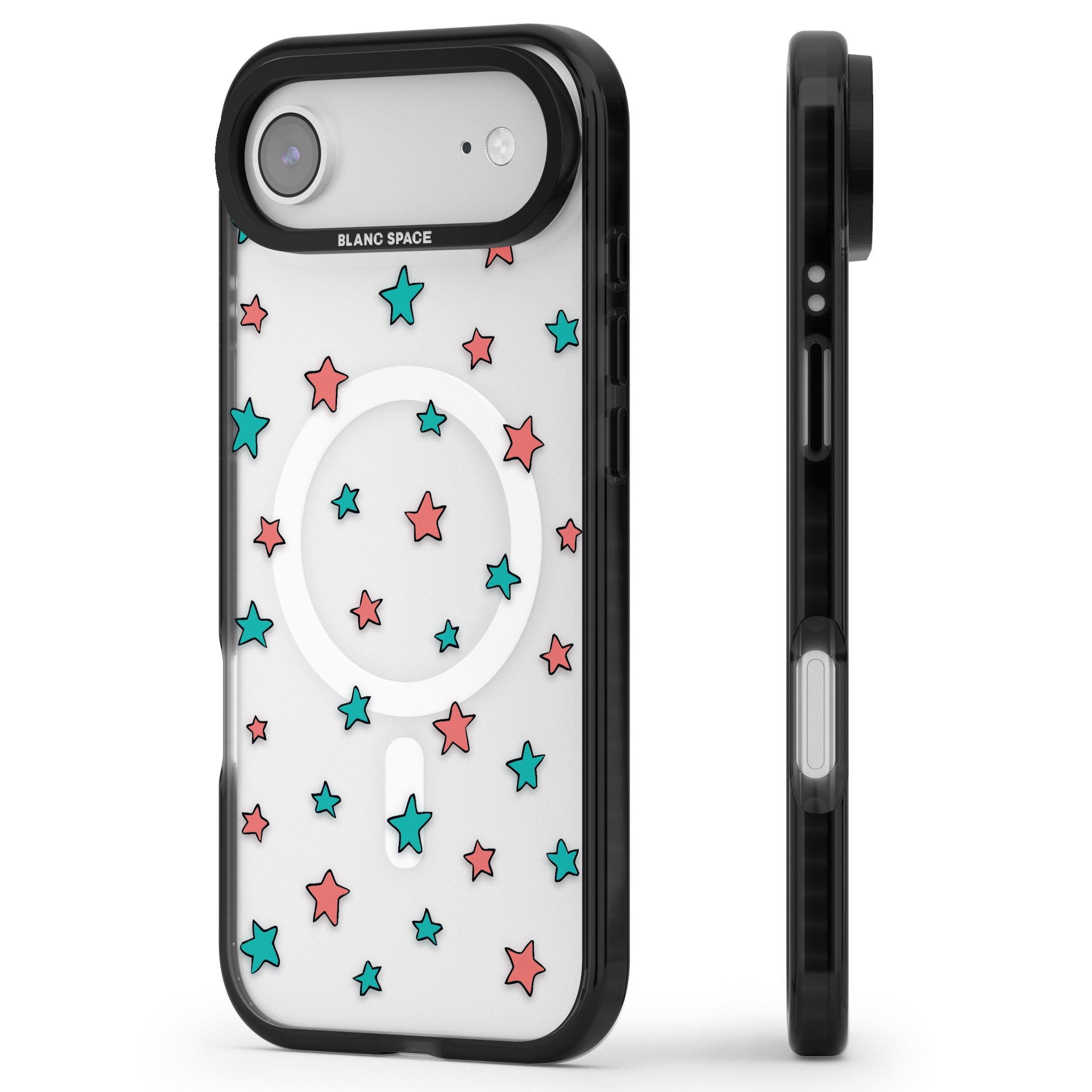 Heartstopper Stars Pattern iPhone 17 Air Impact Pro Black Phone Case Side Profile