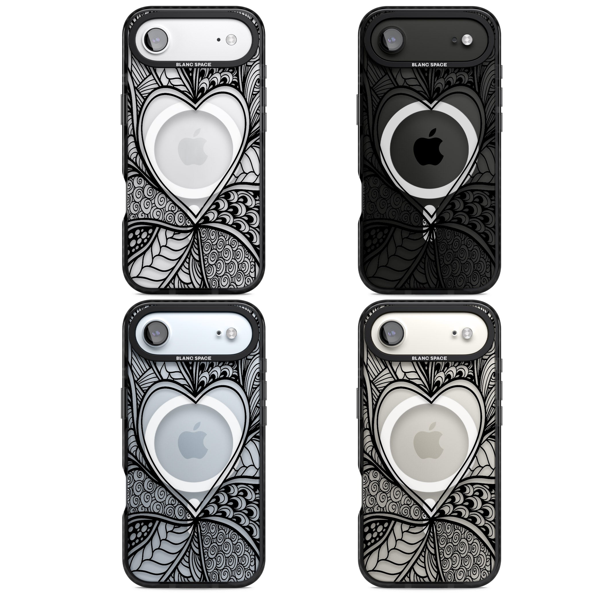 Black Henna Heart iPhone 17 Air Impact Pro Black Phone Case APT Impact Protection