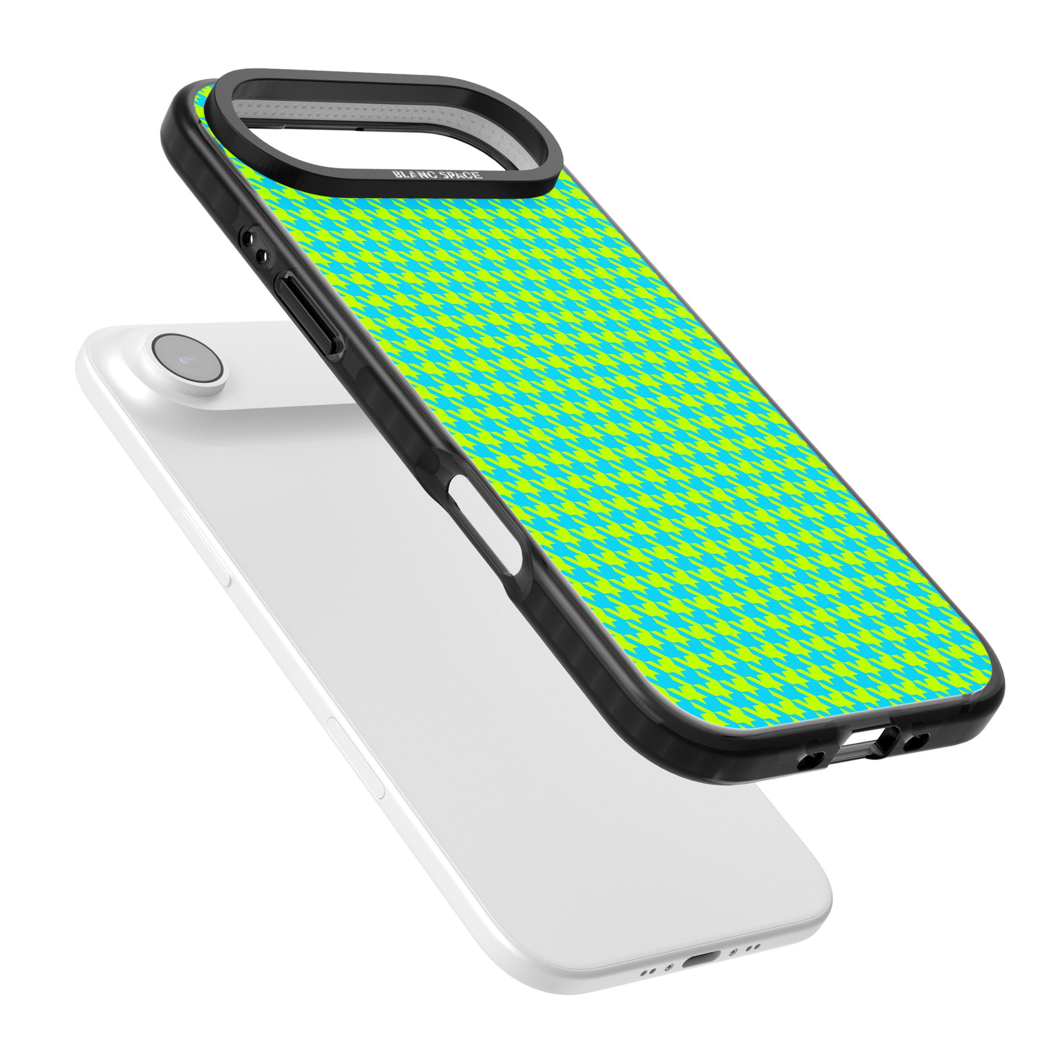 Neon Lime & Turquoise Houndstooth iPhone 17 Air Impact Pro Black Phone Case Colours