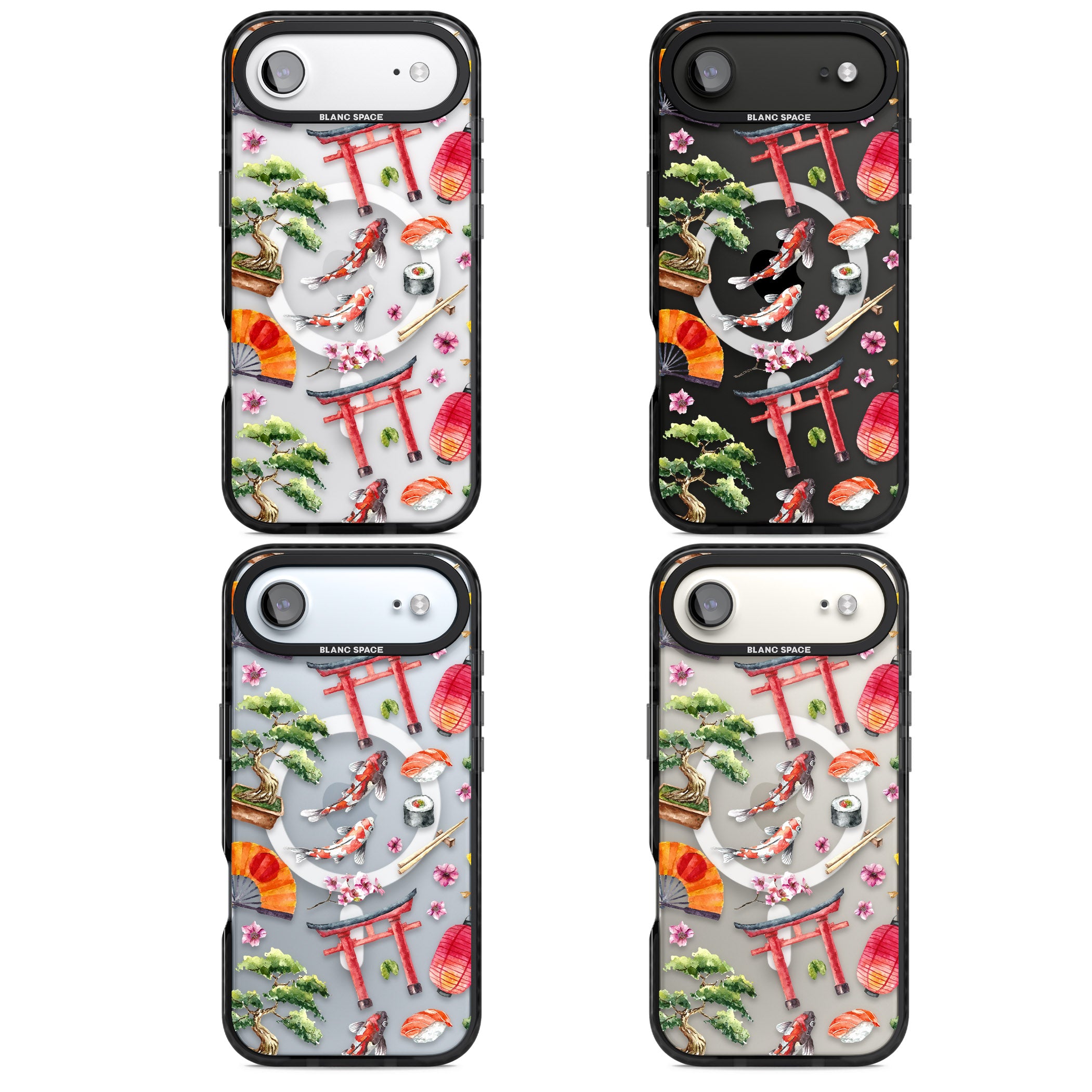 Japanese Watercolor iPhone 17 Air Impact Pro Black Phone Case APT Impact Protection