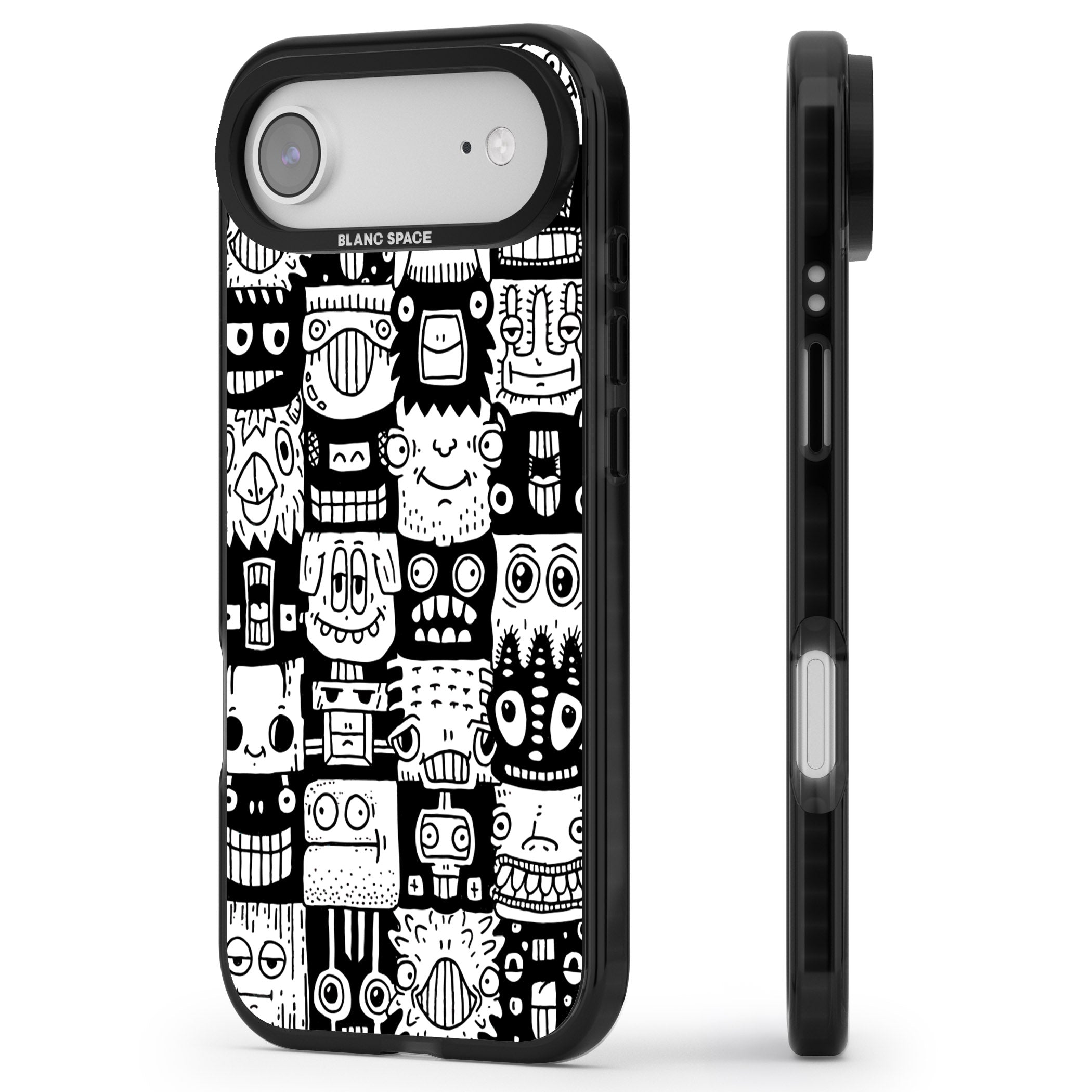Checkerboard Heads iPhone 17 Air Impact Pro Black Phone Case Side Profile