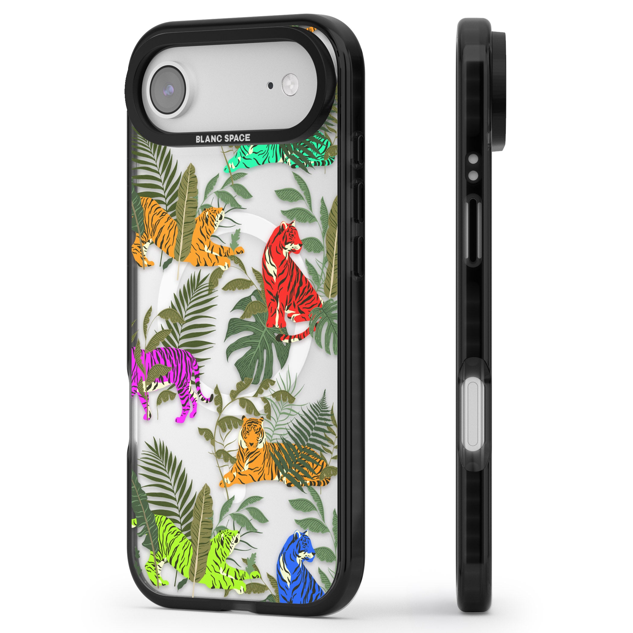 Colorful Jungle Tiger iPhone 17 Air Impact Pro Black Phone Case Side Profile