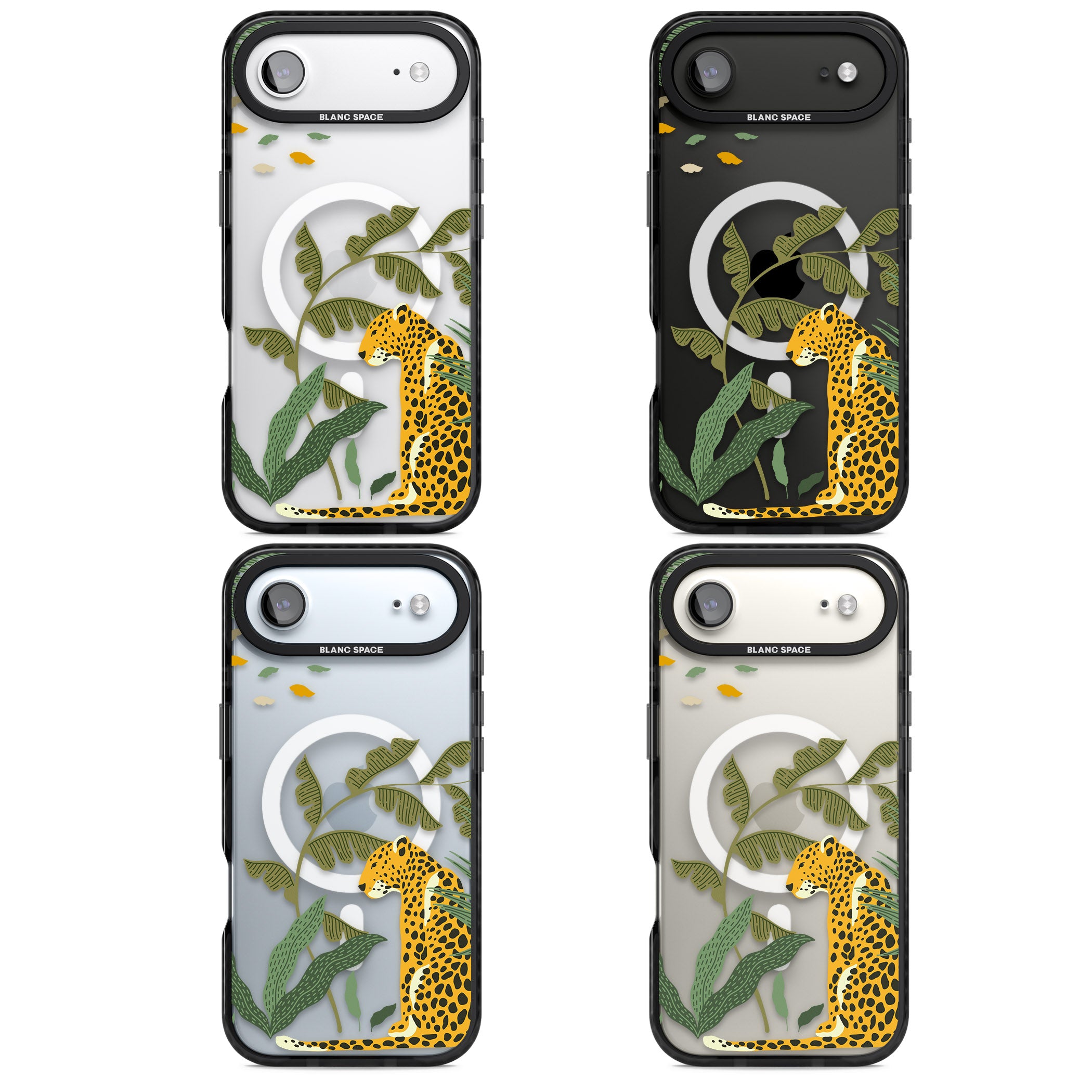 Large Jungle Cat Pattern iPhone 17 Air Impact Pro Black Phone Case APT Impact Protection