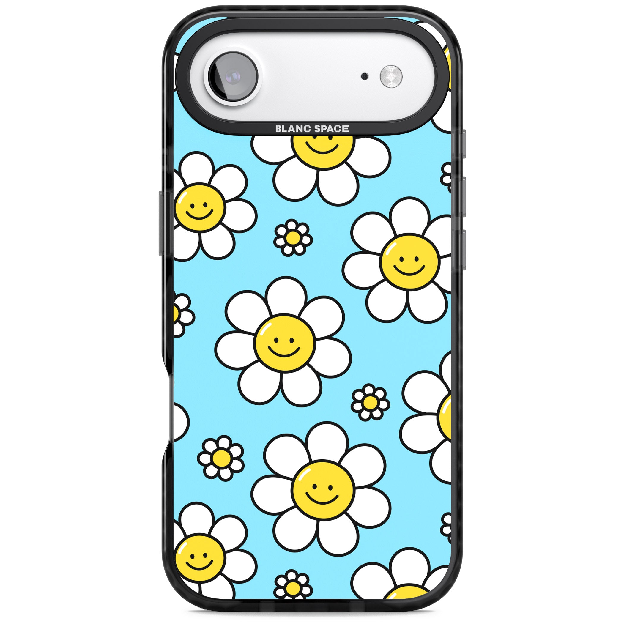 Daisy Faces Kawaii Pattern iPhone 17 Air Impact Pro Black Phone Case