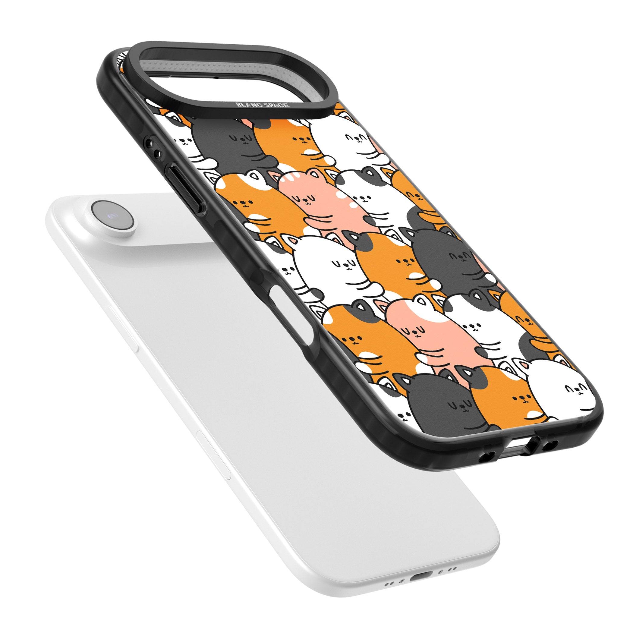 Spooning Cats Kawaii Pattern iPhone 17 Air Impact Pro Black Phone Case Colours