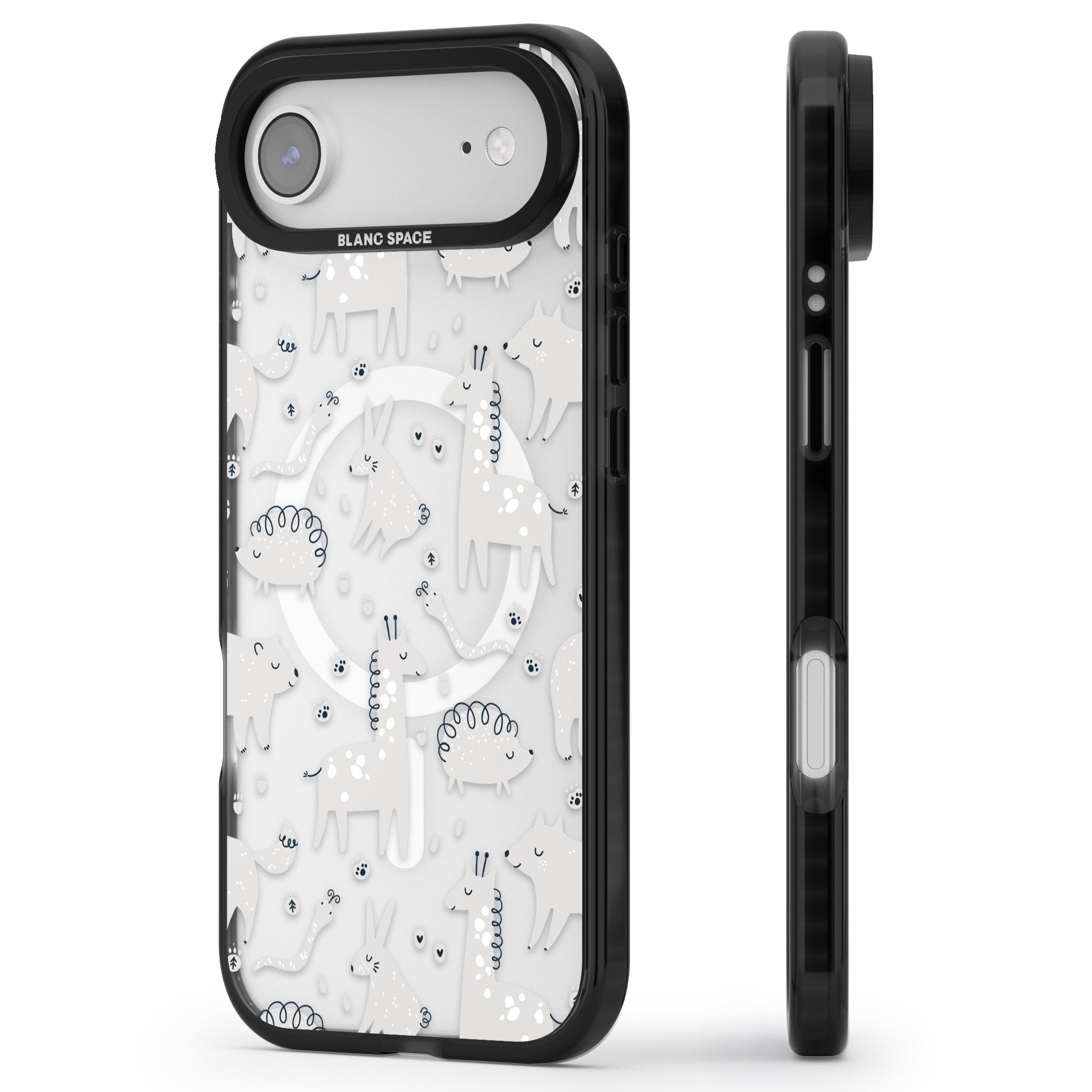 Monochrome Animal Party iPhone 17 Air Impact Pro Black Phone Case Side Profile
