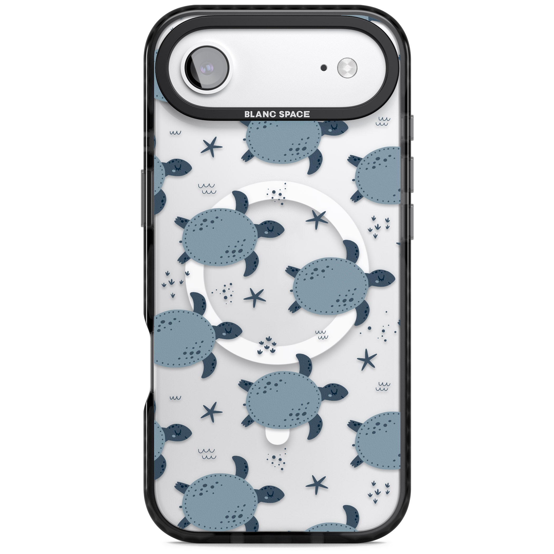 Under The Sea Patterns Sea Turtles (Clear) iPhone 17 Air Impact Pro Black Phone Case