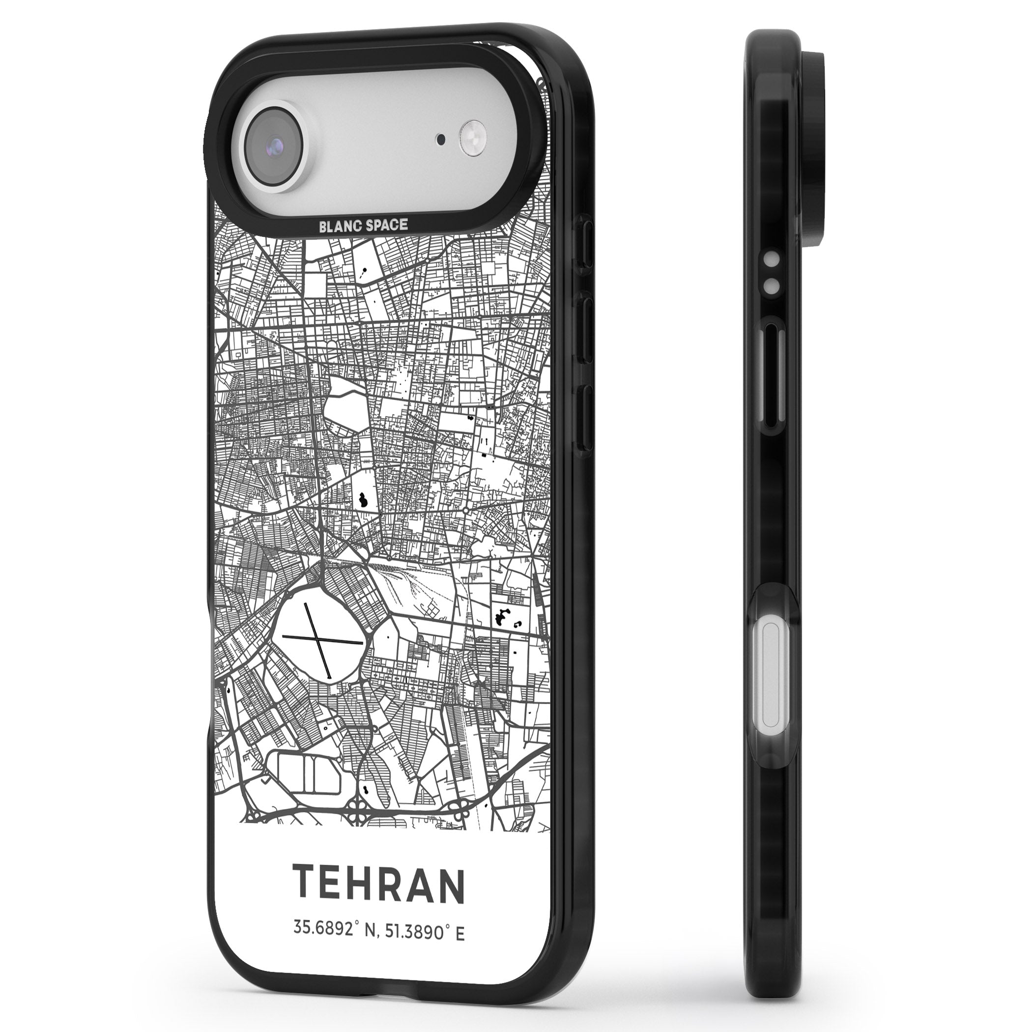 Tehran Map iPhone 17 Air Impact Pro Black Phone Case Side Profile