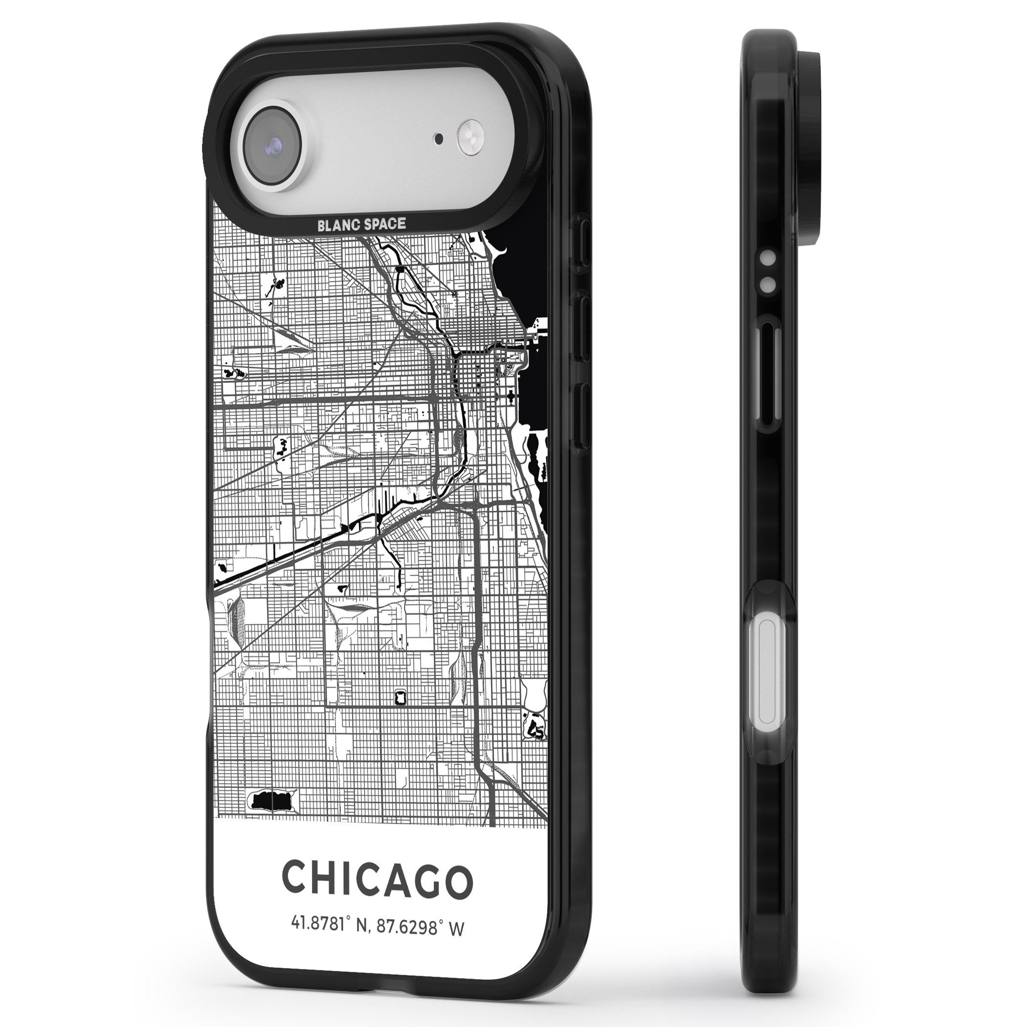 Chicago Map iPhone 17 Air Impact Pro Black Phone Case Side Profile