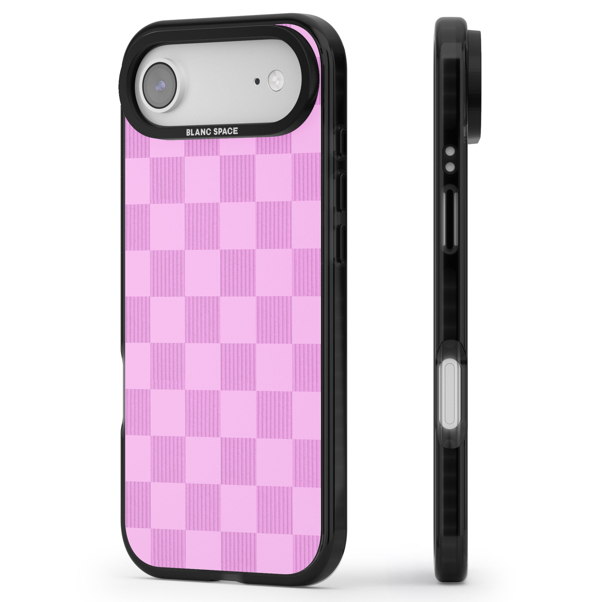 Bubblegum Checkered iPhone 17 Air Impact Pro Black Phone Case Side Profile