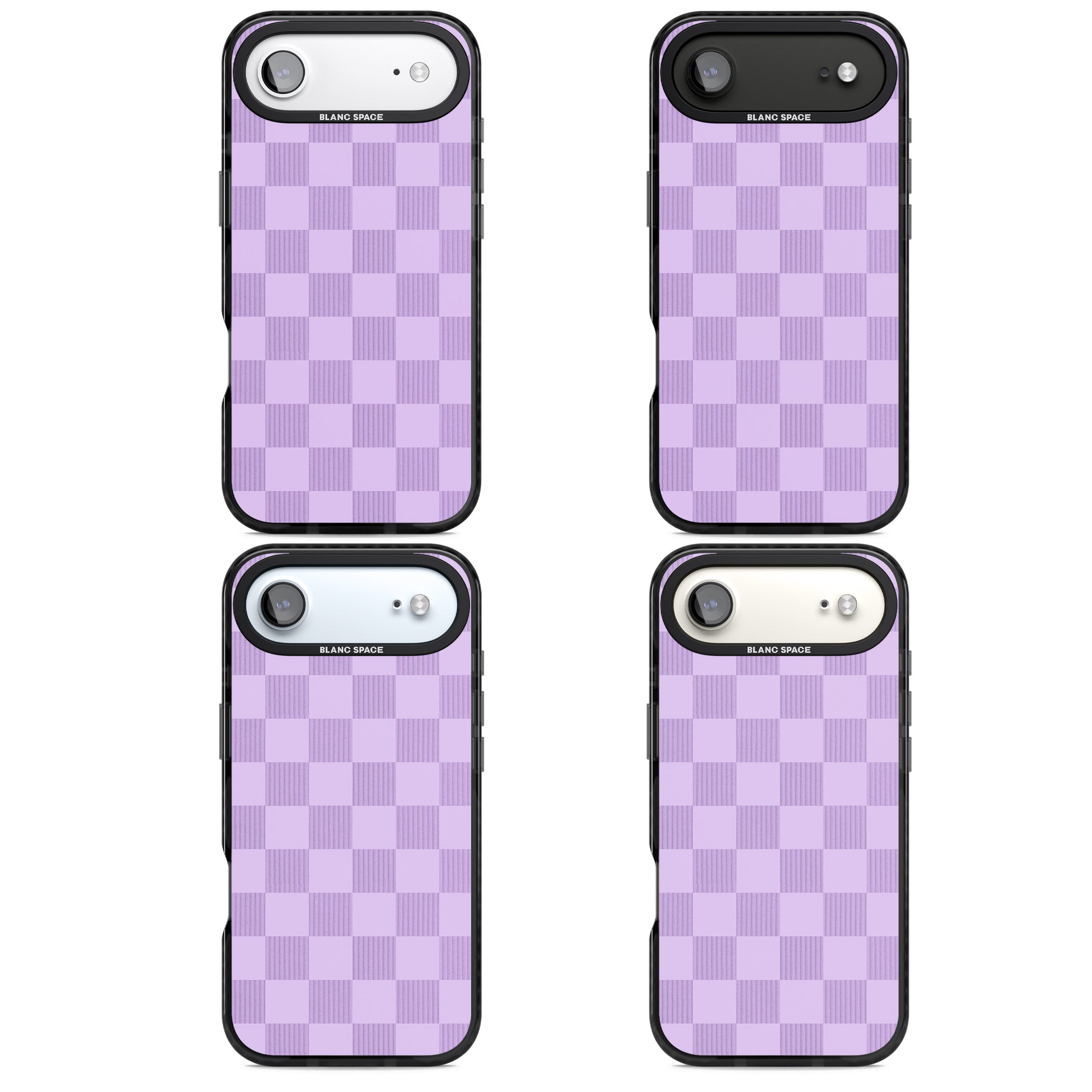 Lilac Checkered iPhone 17 Air Impact Pro Black Phone Case APT Impact Protection