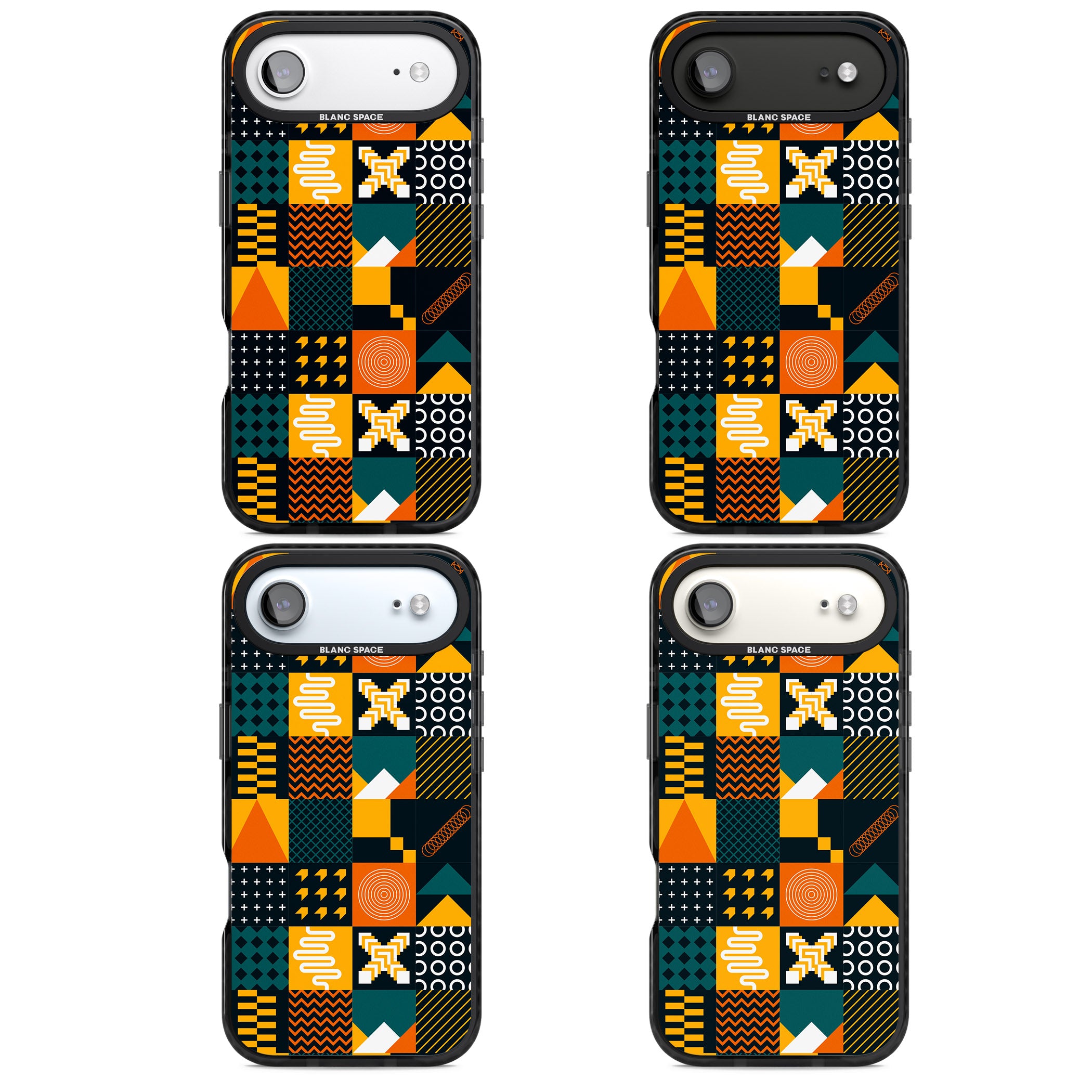 Funky Geometric Patterns: Orange & Dark Green iPhone 17 Air Impact Pro Black Phone Case APT Impact Protection