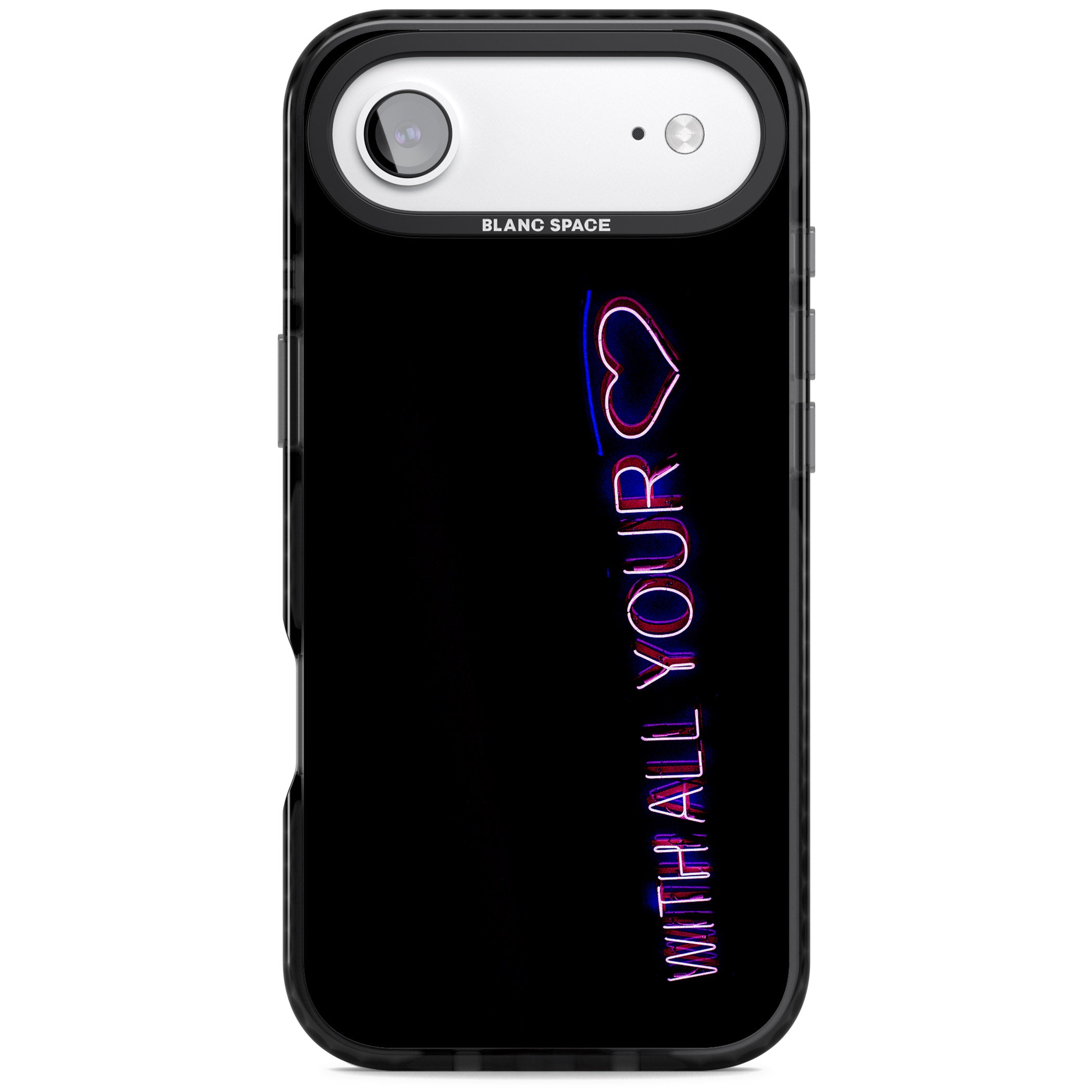Neon Heart Script iPhone 17 Air Impact Pro Black Phone Case