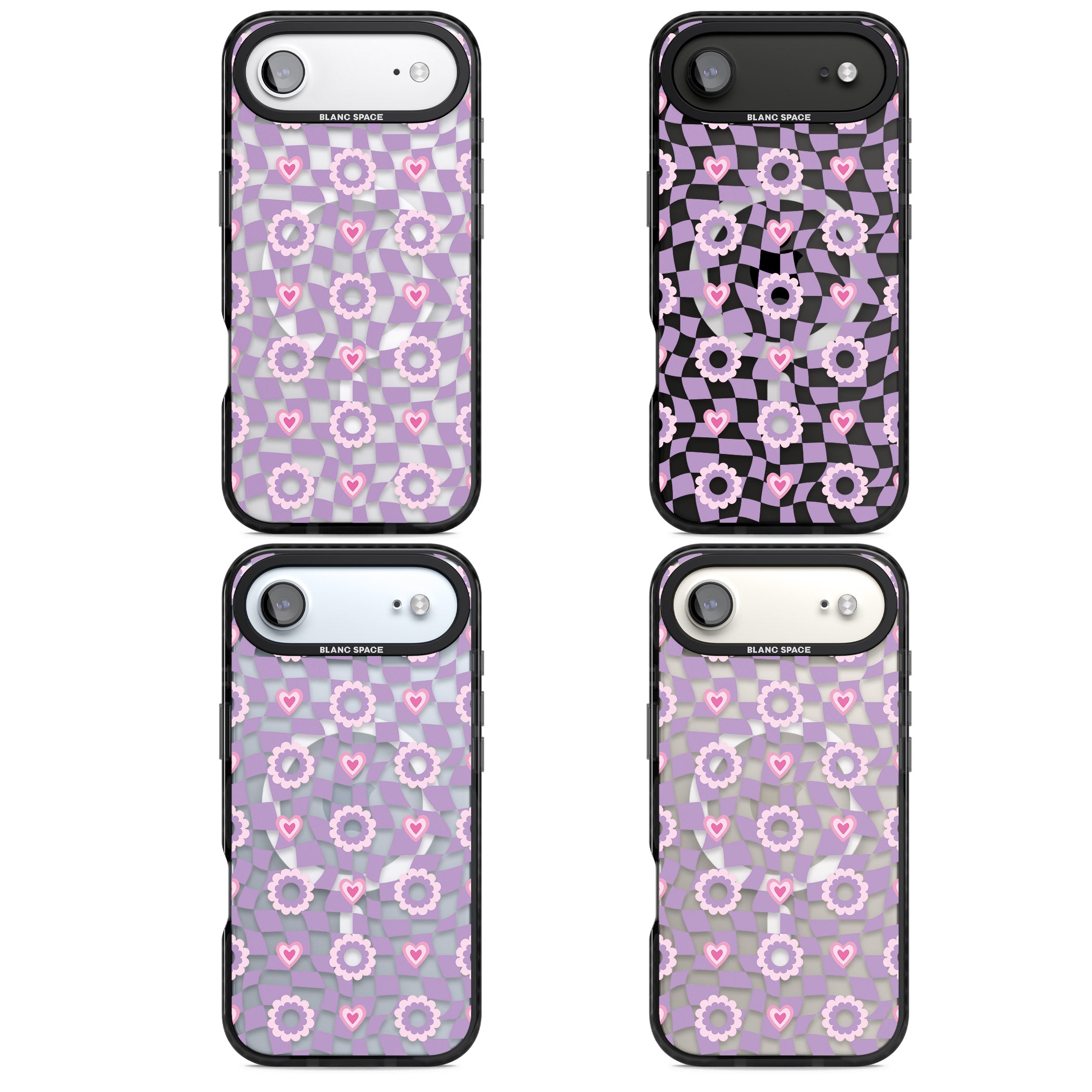Checkered Love Pattern iPhone 17 Air Impact Pro Black Phone Case APT Impact Protection