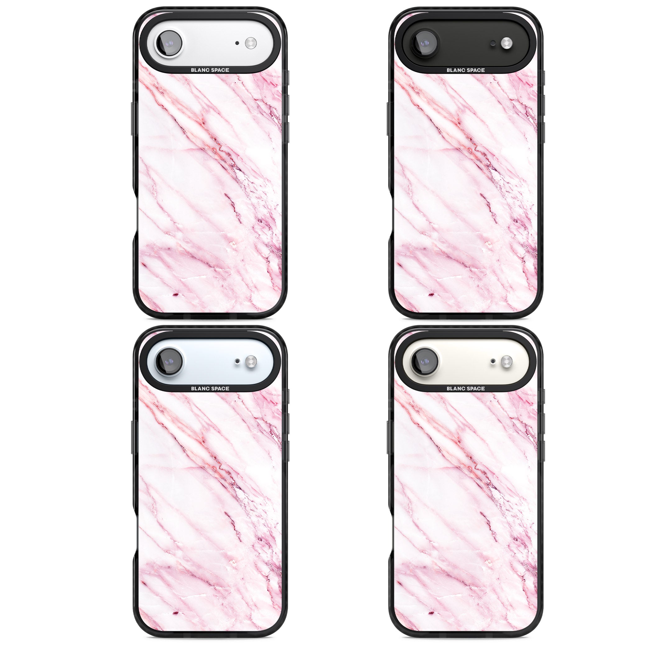 White Pink Onyx Marble iPhone 17 Air Impact Pro Black Phone Case APT Impact Protection