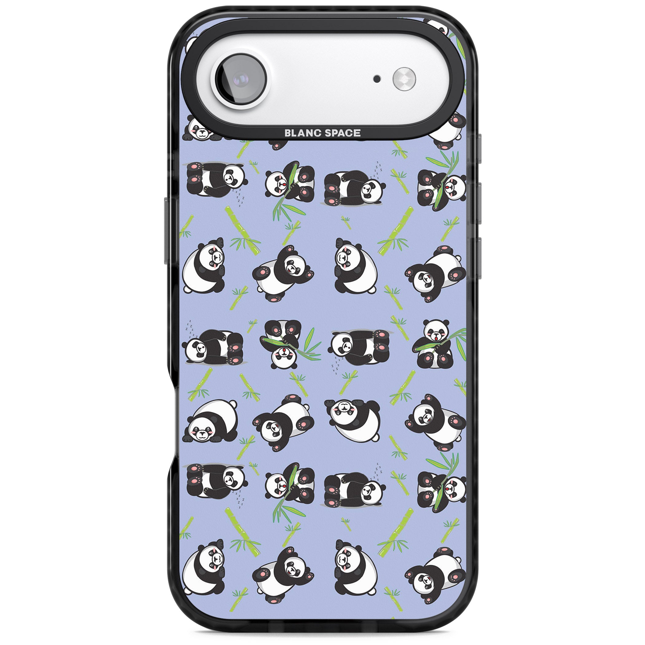 Panda Pattern iPhone 17 Air Impact Pro Black Phone Case