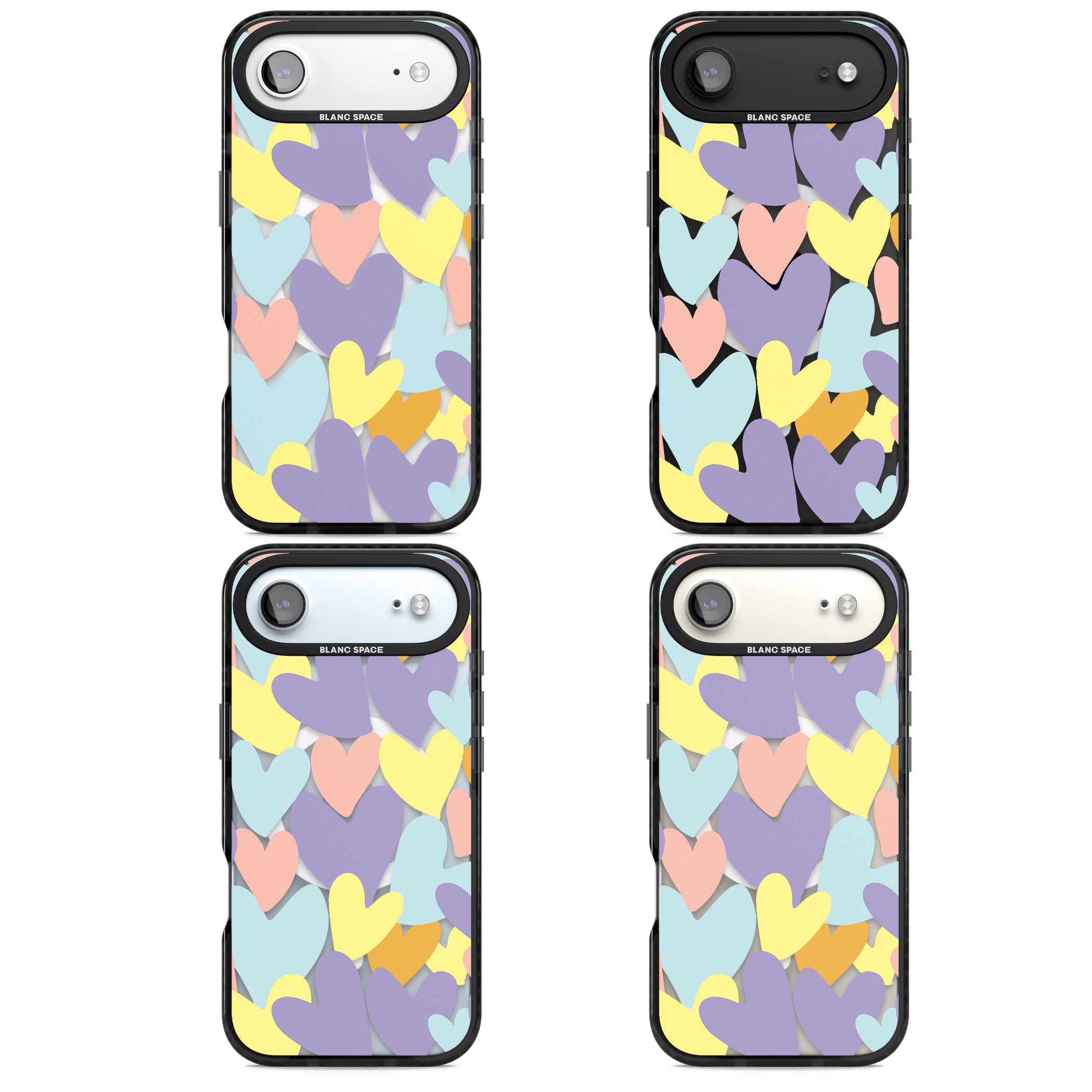 Pastel Hearts iPhone 17 Air Impact Pro Black Phone Case APT Impact Protection