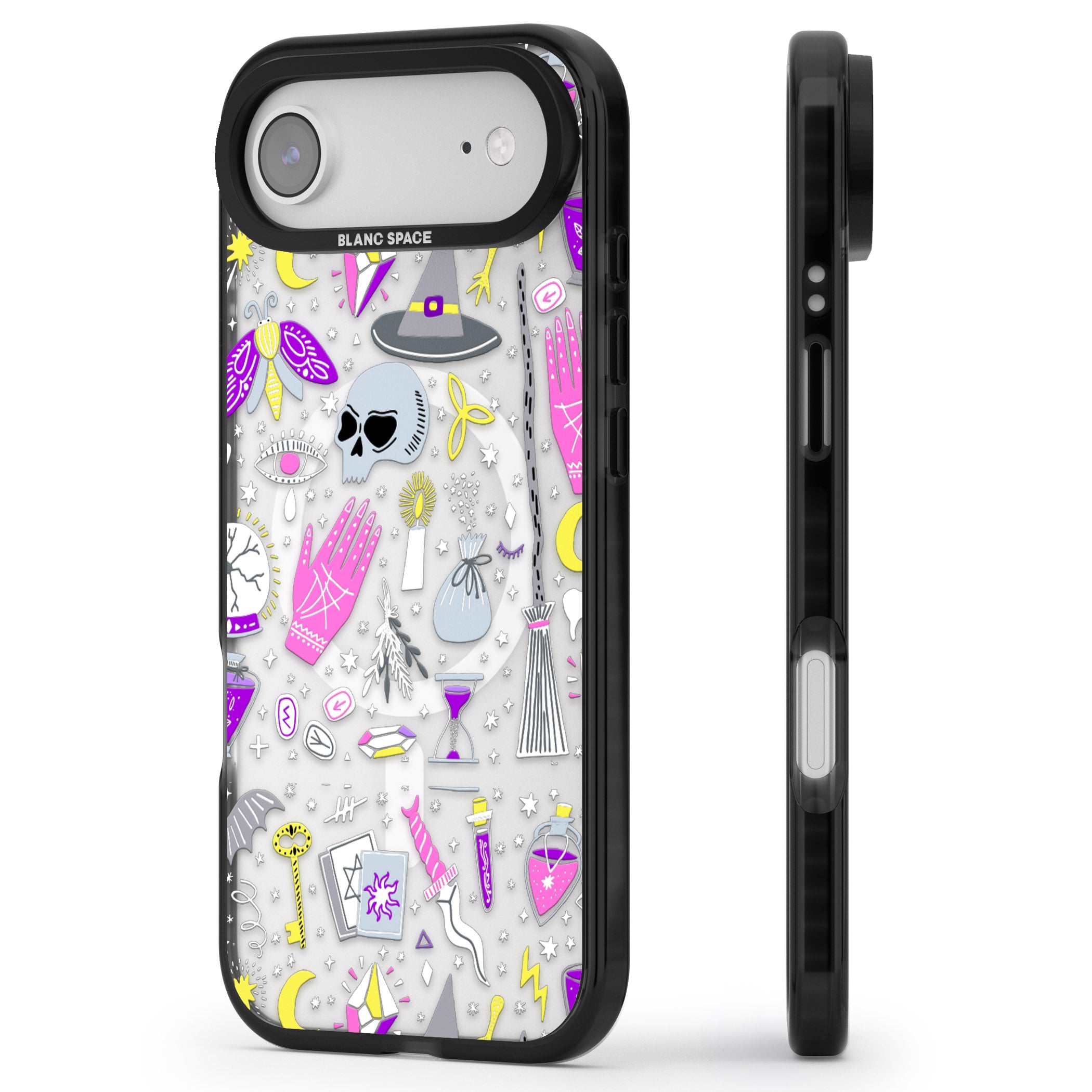 Black Magic Pattern iPhone 17 Air Impact Pro Black Phone Case Side Profile
