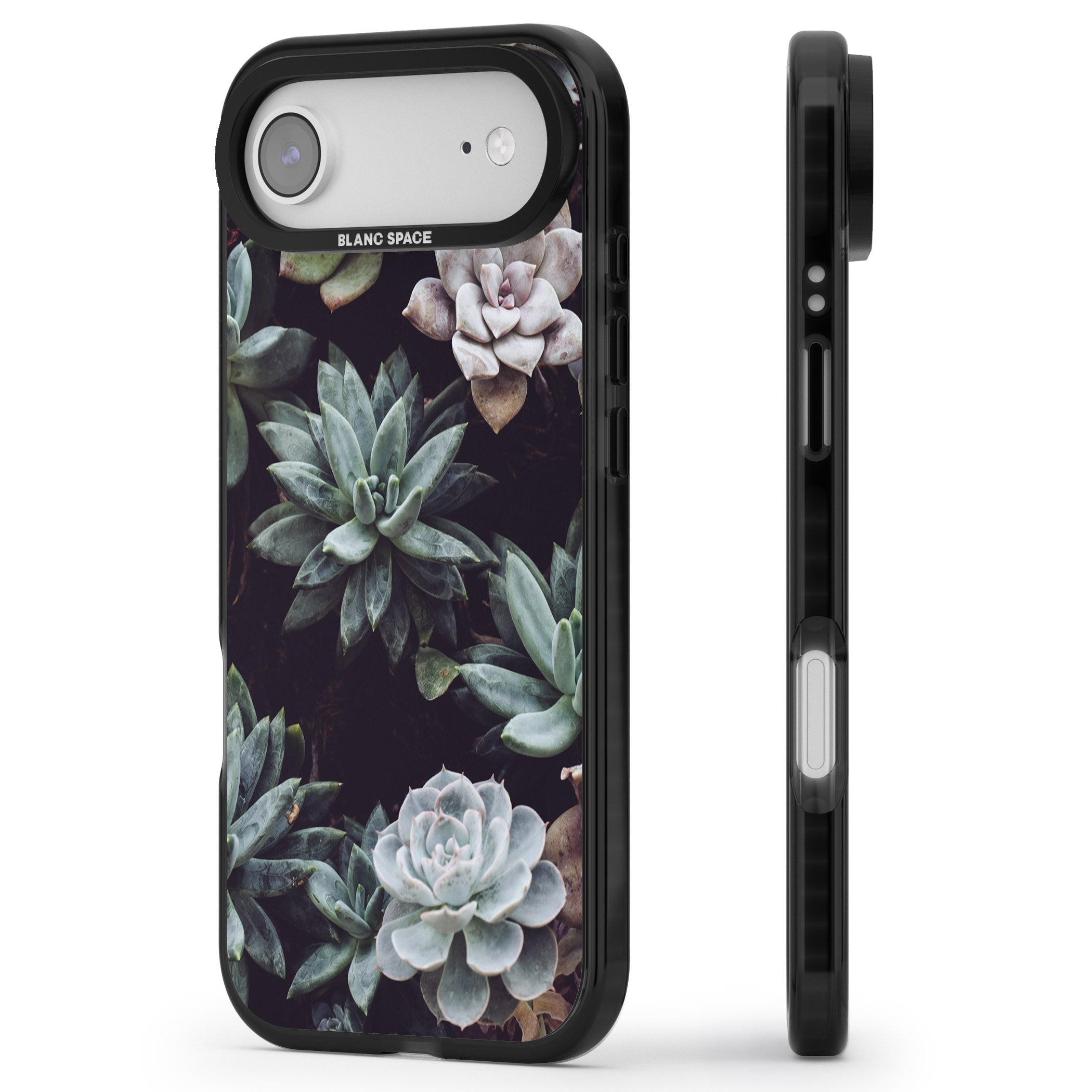 Succulent Bloom Mixed iPhone 17 Air Impact Pro Black Phone Case Side Profile