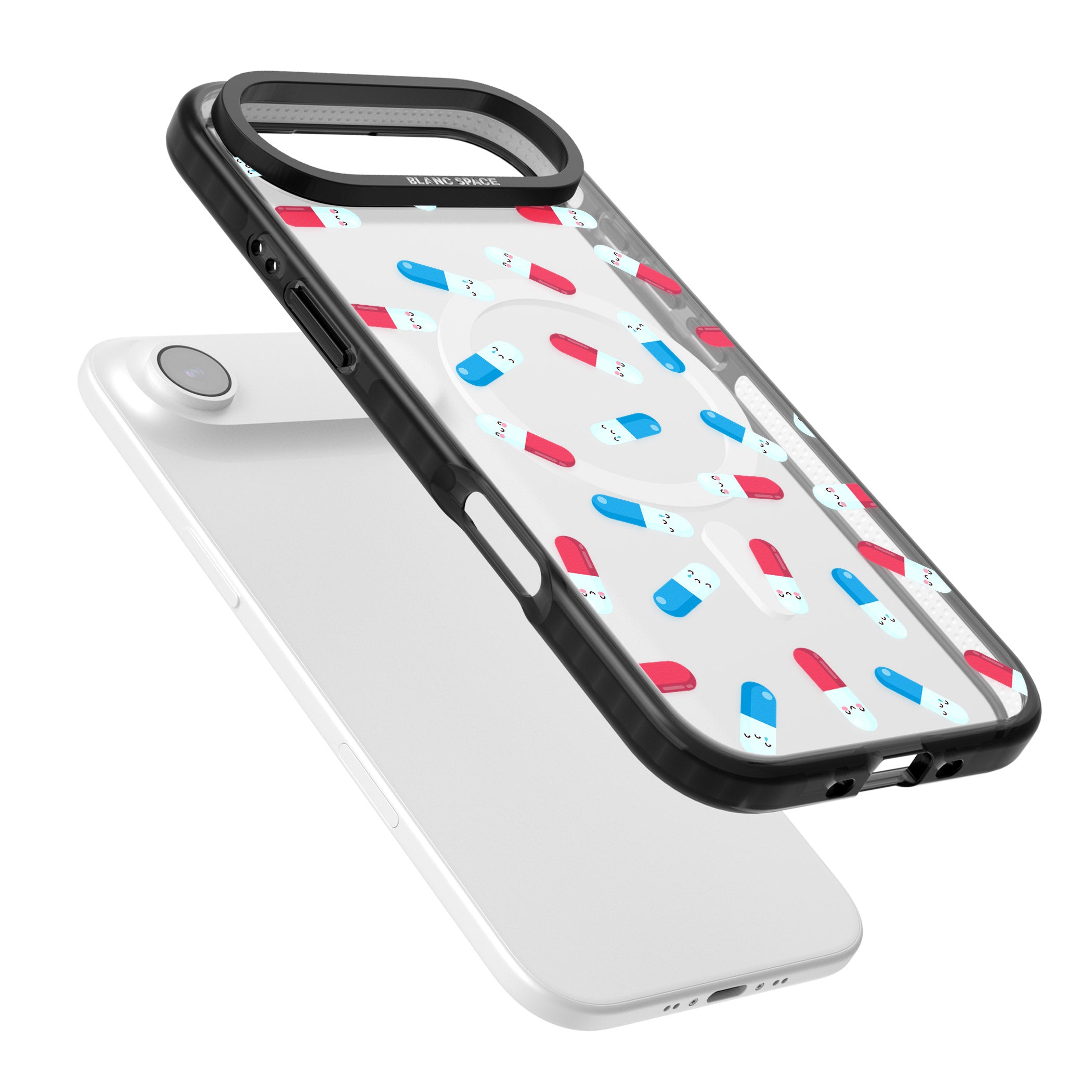 Kawaii Pill Pattern iPhone 17 Air Impact Pro Black Phone Case Colours